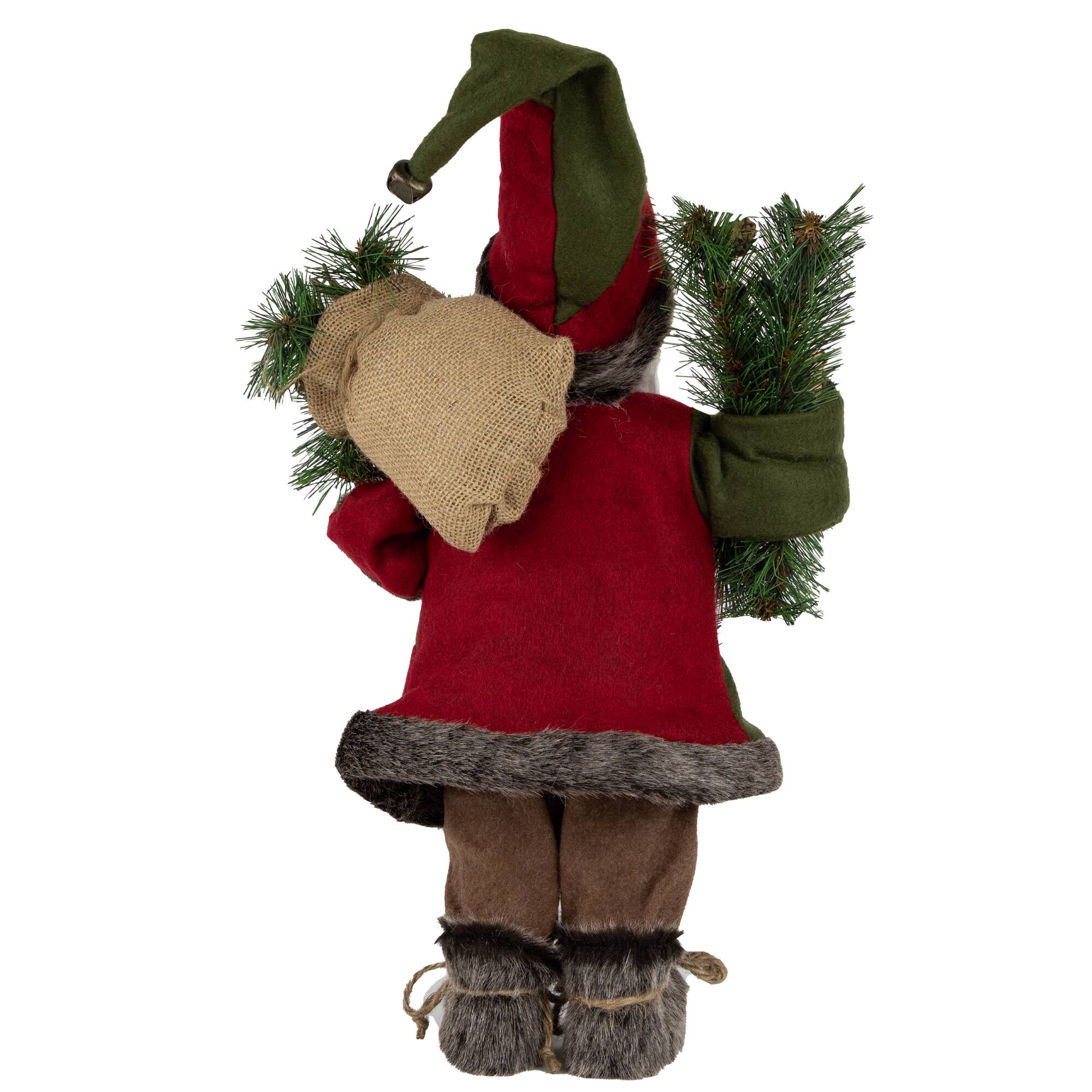 16" Country Rustic Standing Santa Claus with Knitted Snowflake Jacket