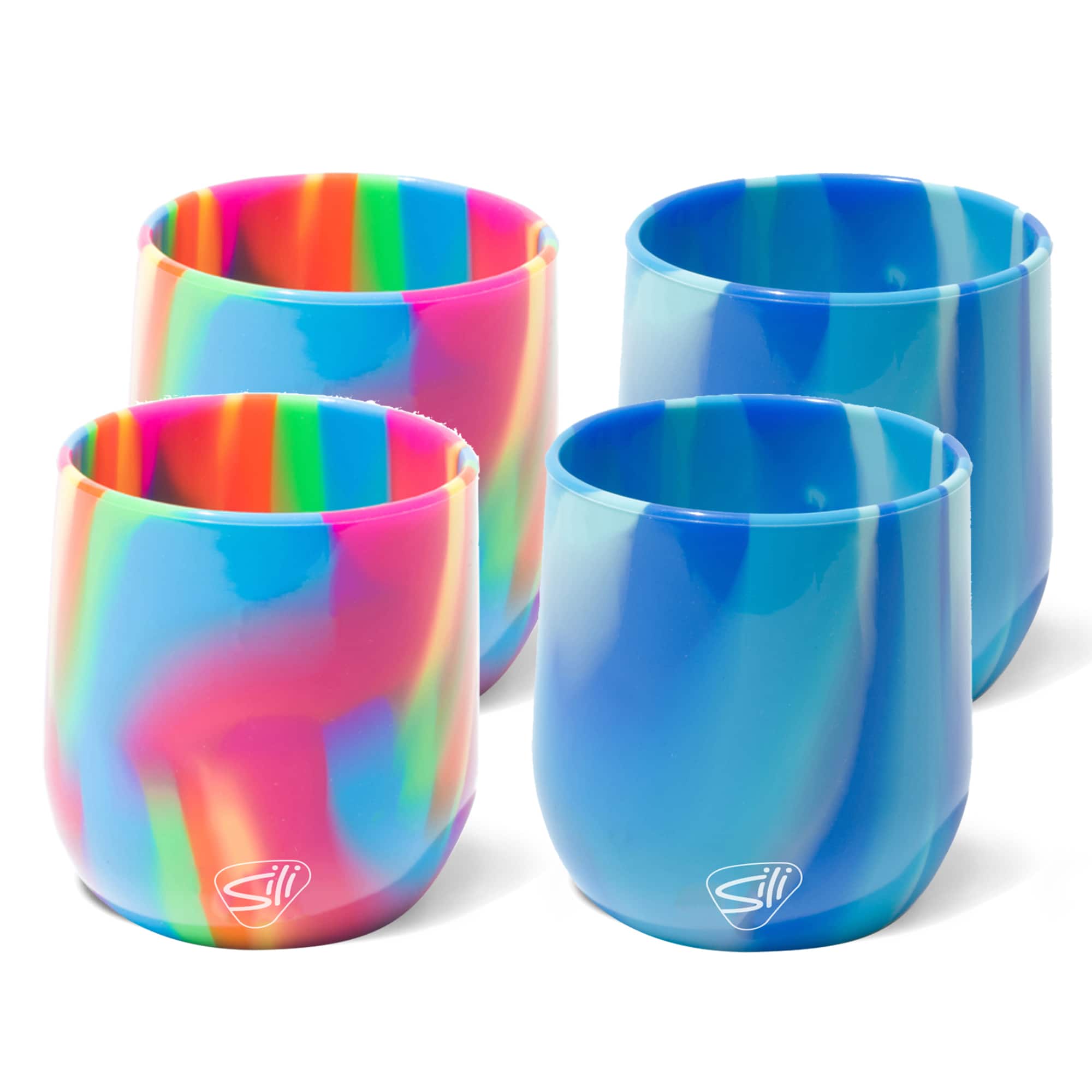 Silipint&#xAE; 12oz. Hippie Hops &#x26; Arctic Sky Silicone Stemless Wine Glasses, 4ct.