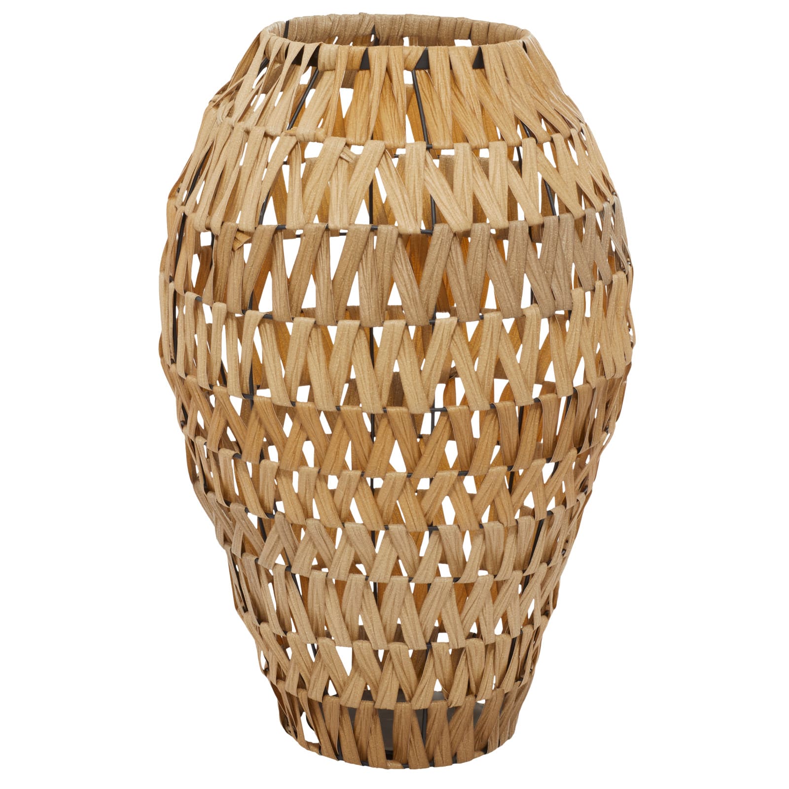 Brown Plastic Rattan Handmade Woven Vase 15&#x22; x 15&#x22; x 22&#x22;