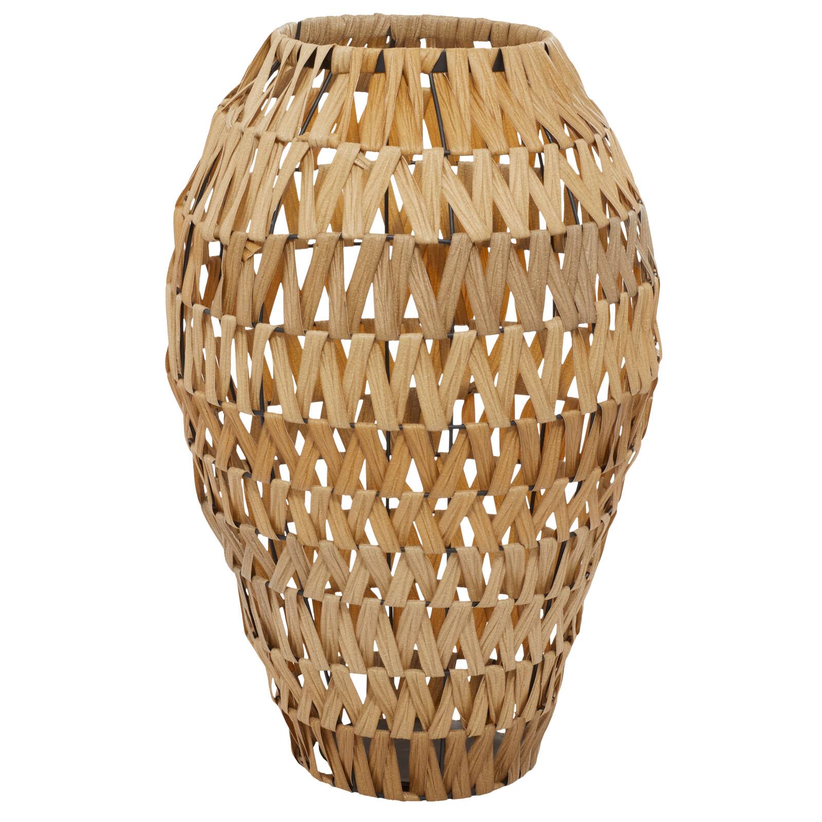 Brown Plastic Rattan Handmade Woven Vase 15" x 15" x 22"