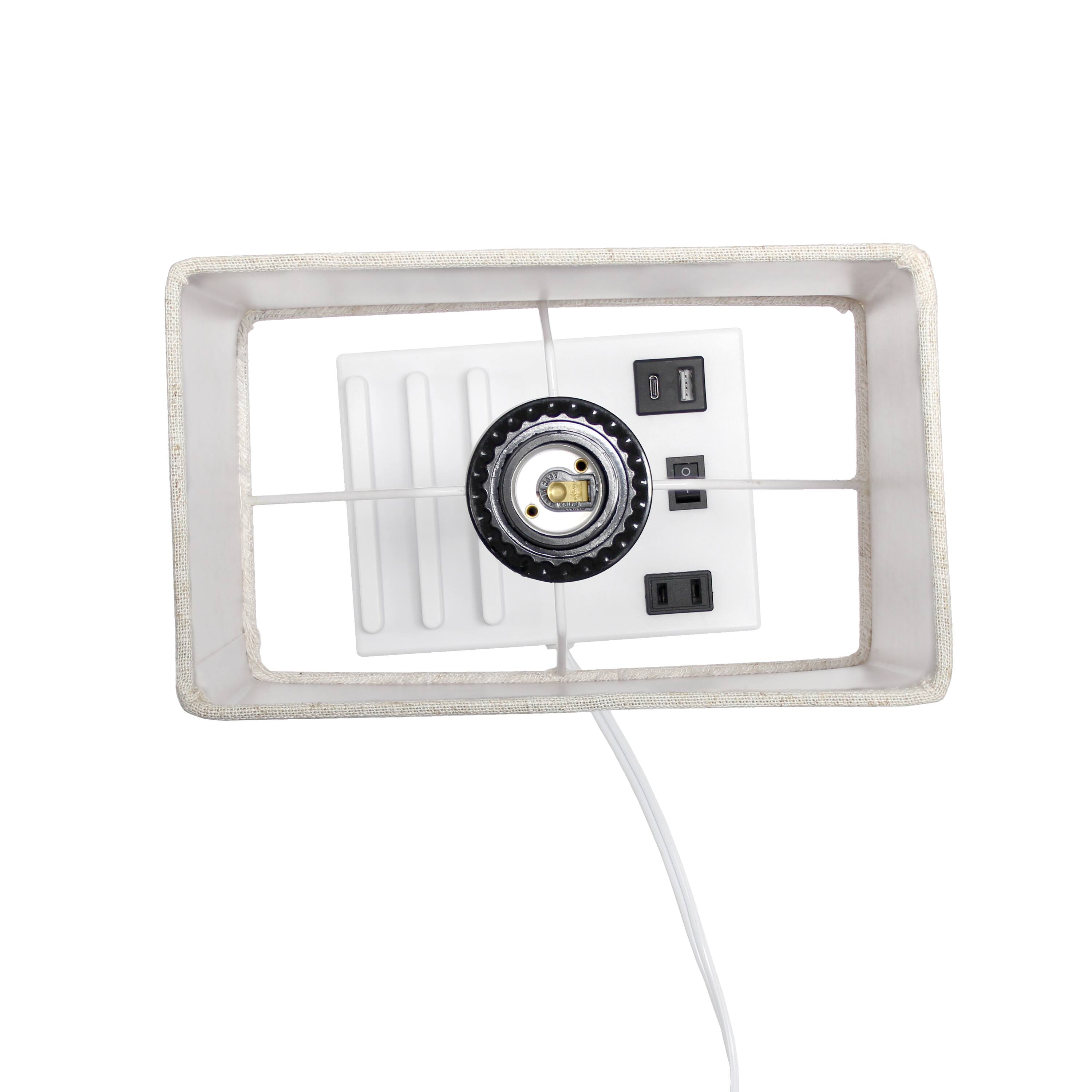 Simple Designs 15.3&#x22; Table Lamp with 2 USB Ports &#x26; Charging Outlet
