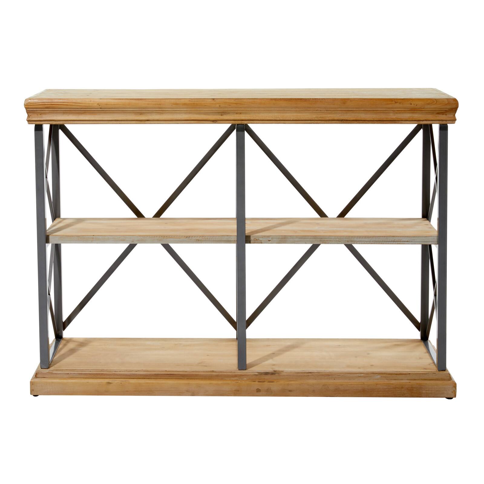 Brown Wood Industrial Shelving Unit, 34 " x 48 " x 17 "