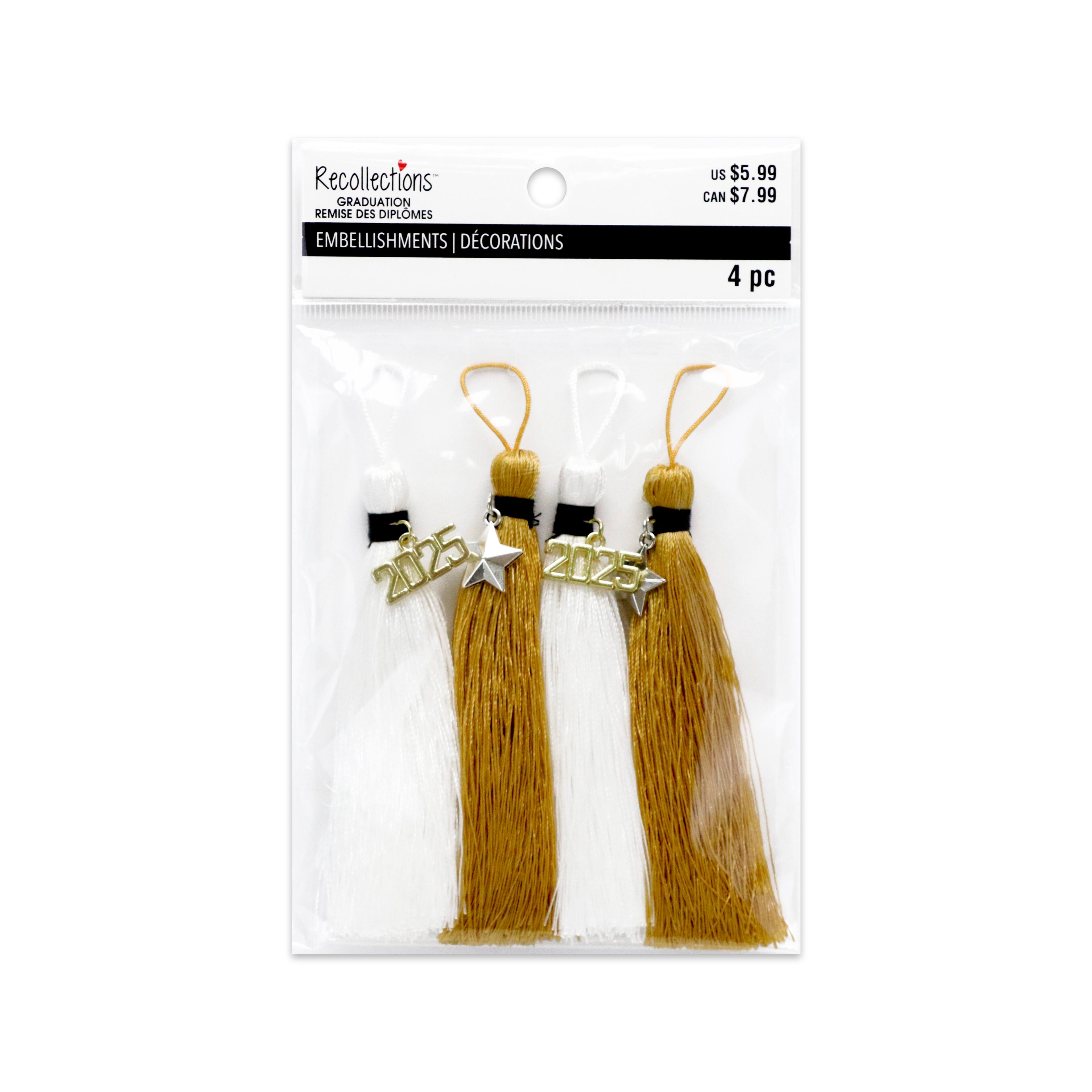 Gold & White 2025 Graduation Tassels, 4ct. by Recollections™