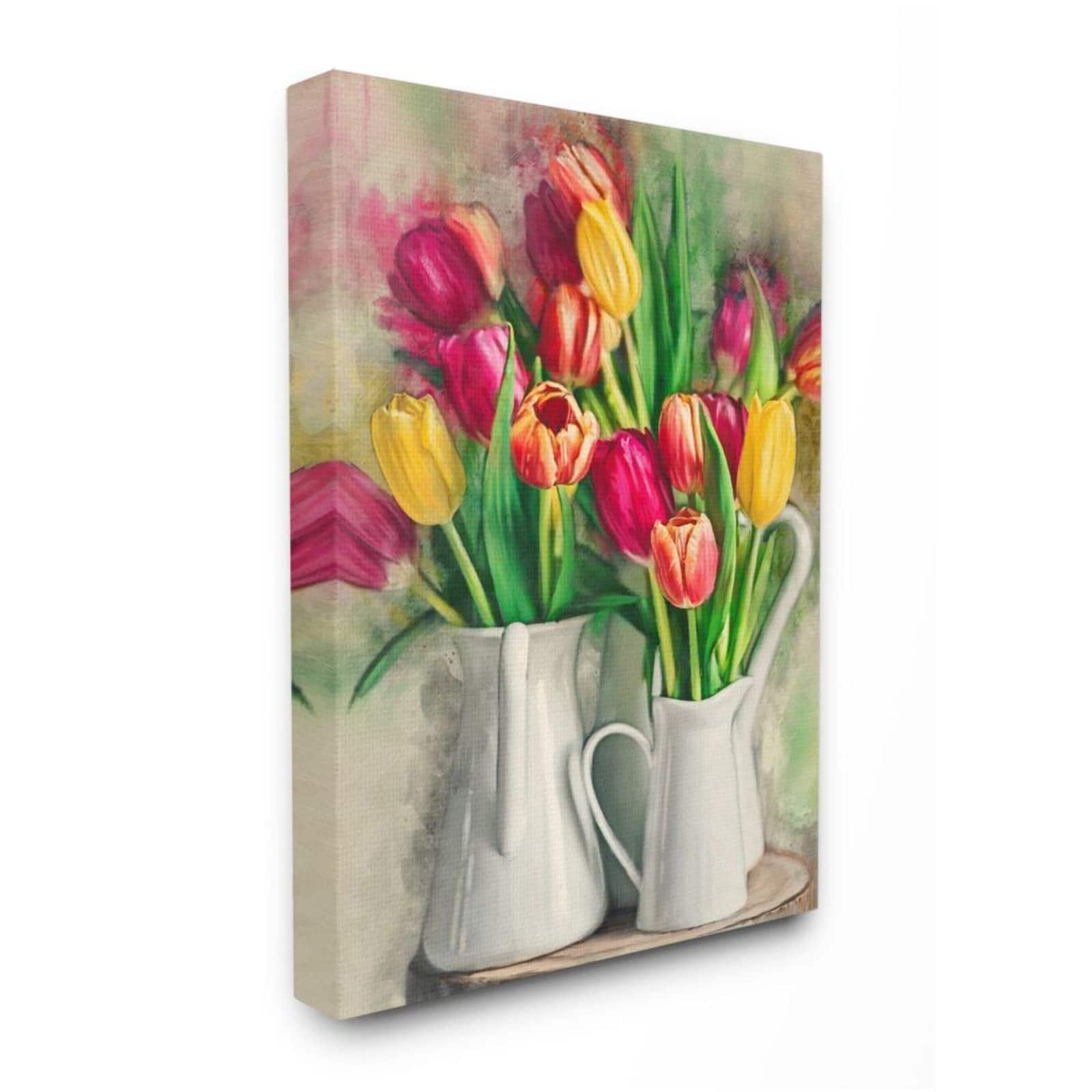 Stupell Industries Colorful Tulip Assortments in Farm Pitchers Wall Accent
