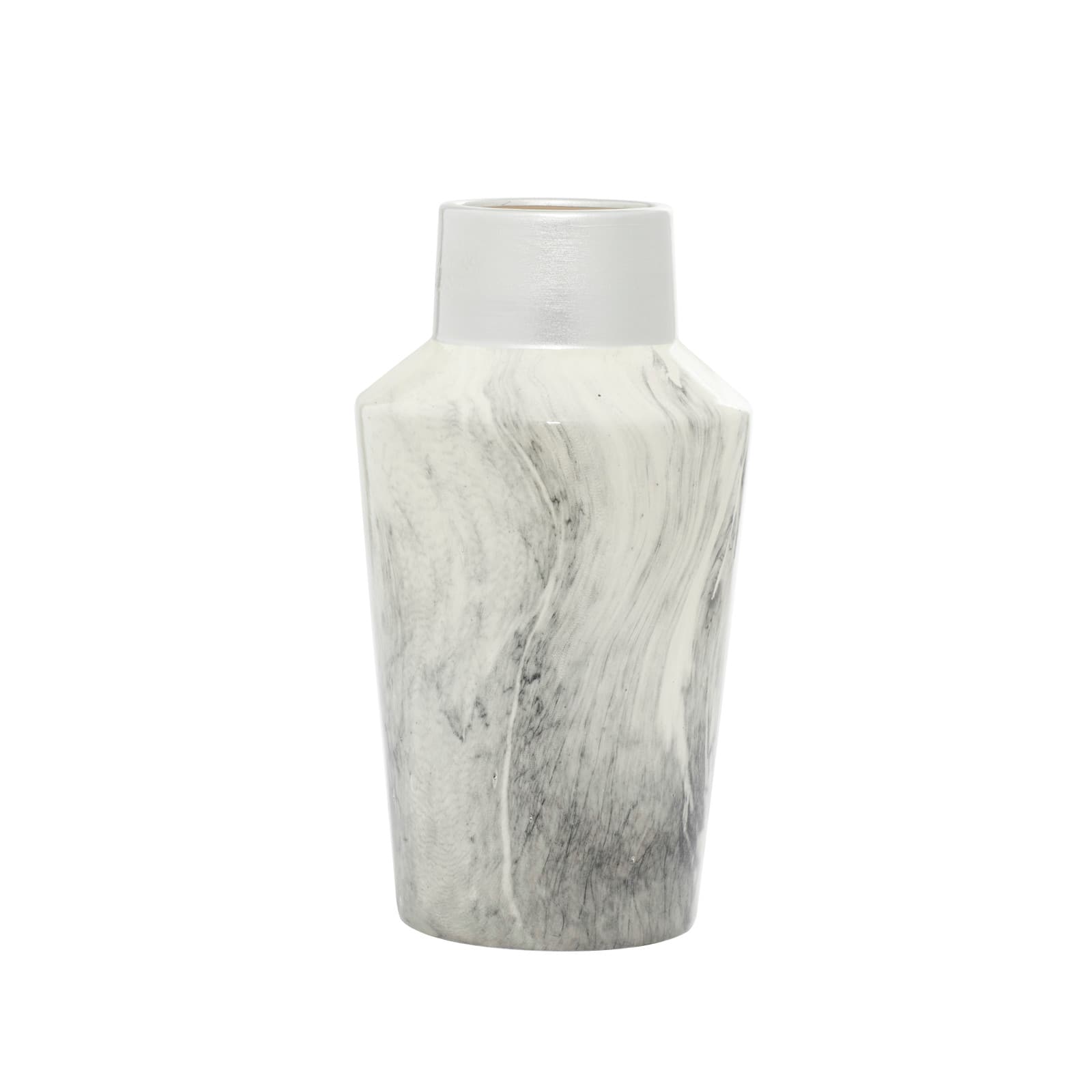 14&#x22; Gray Stoneware Contemporary Vase