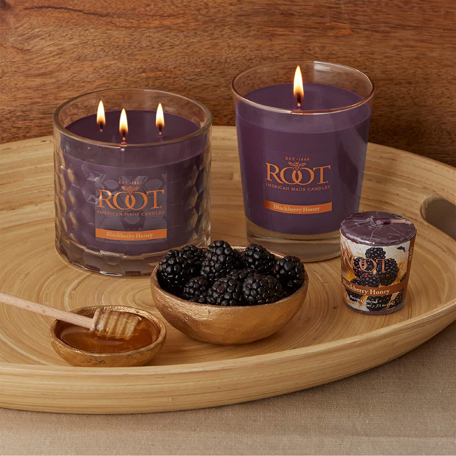 Root Candles Signature 3-Wick Honeycomb Beeswax Blend Jar Candle