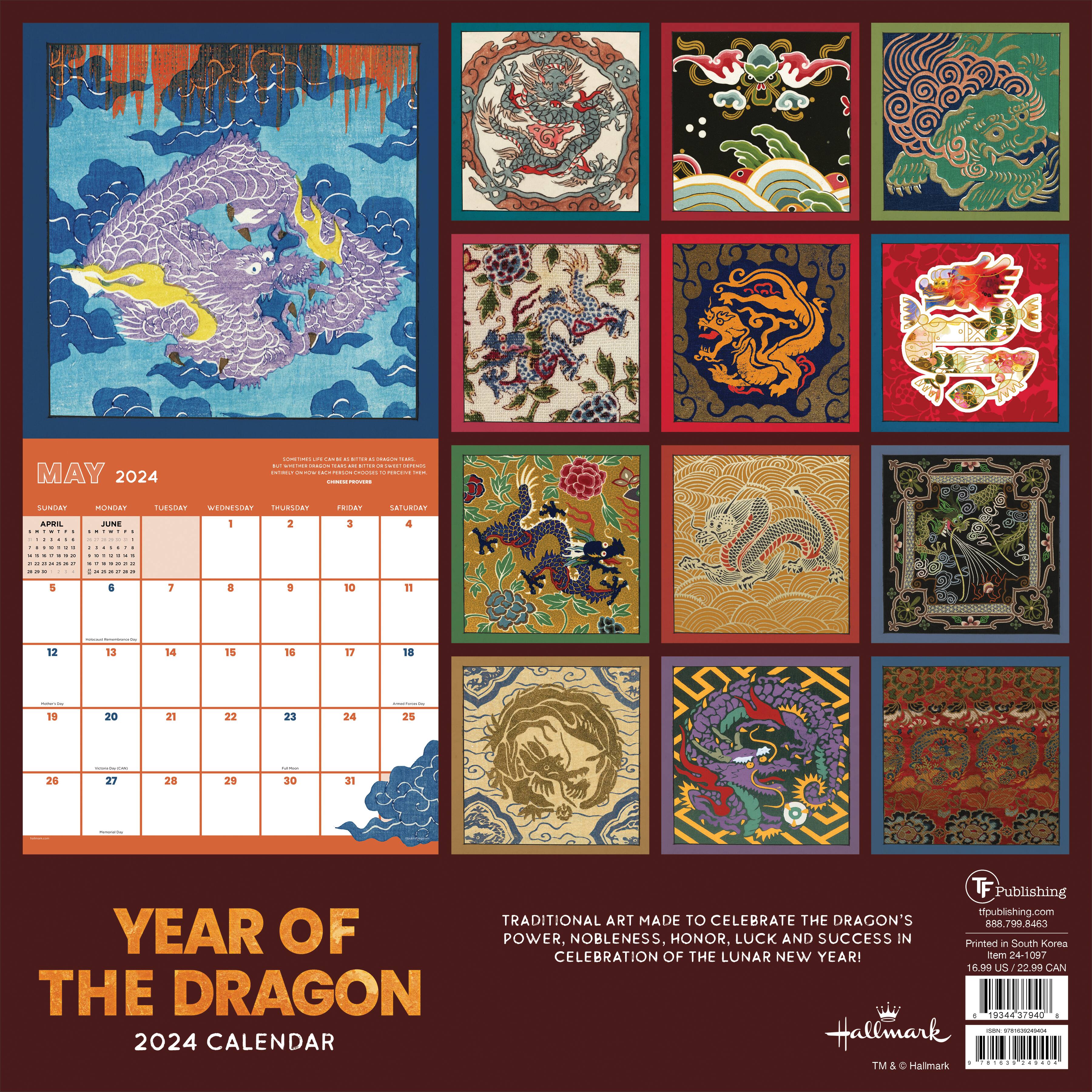 TF Publishing 2024 Year of the Dragon Wall Calendar