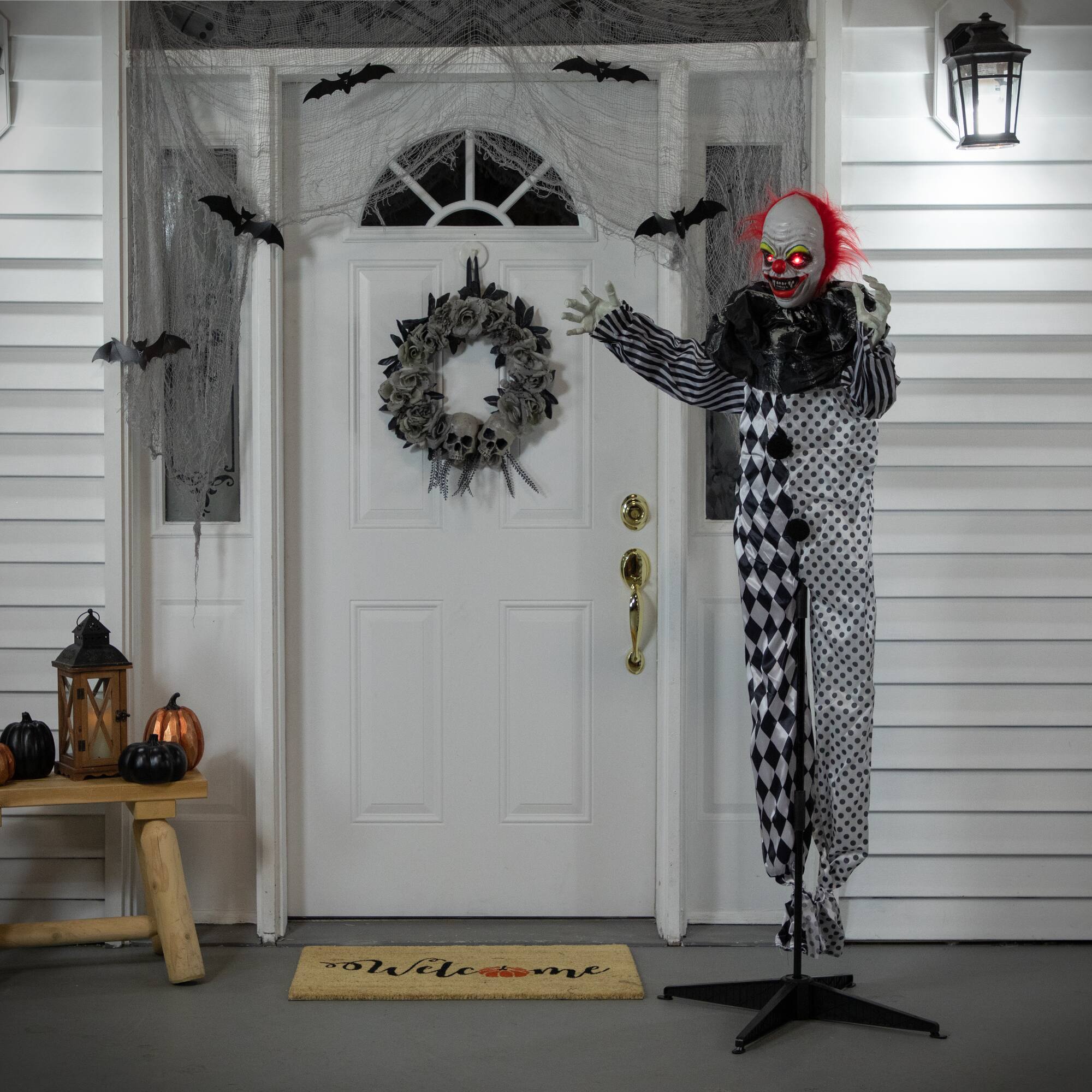 5.5ft. Animated Standing Clown with Glowing Eyes Halloween Decoration