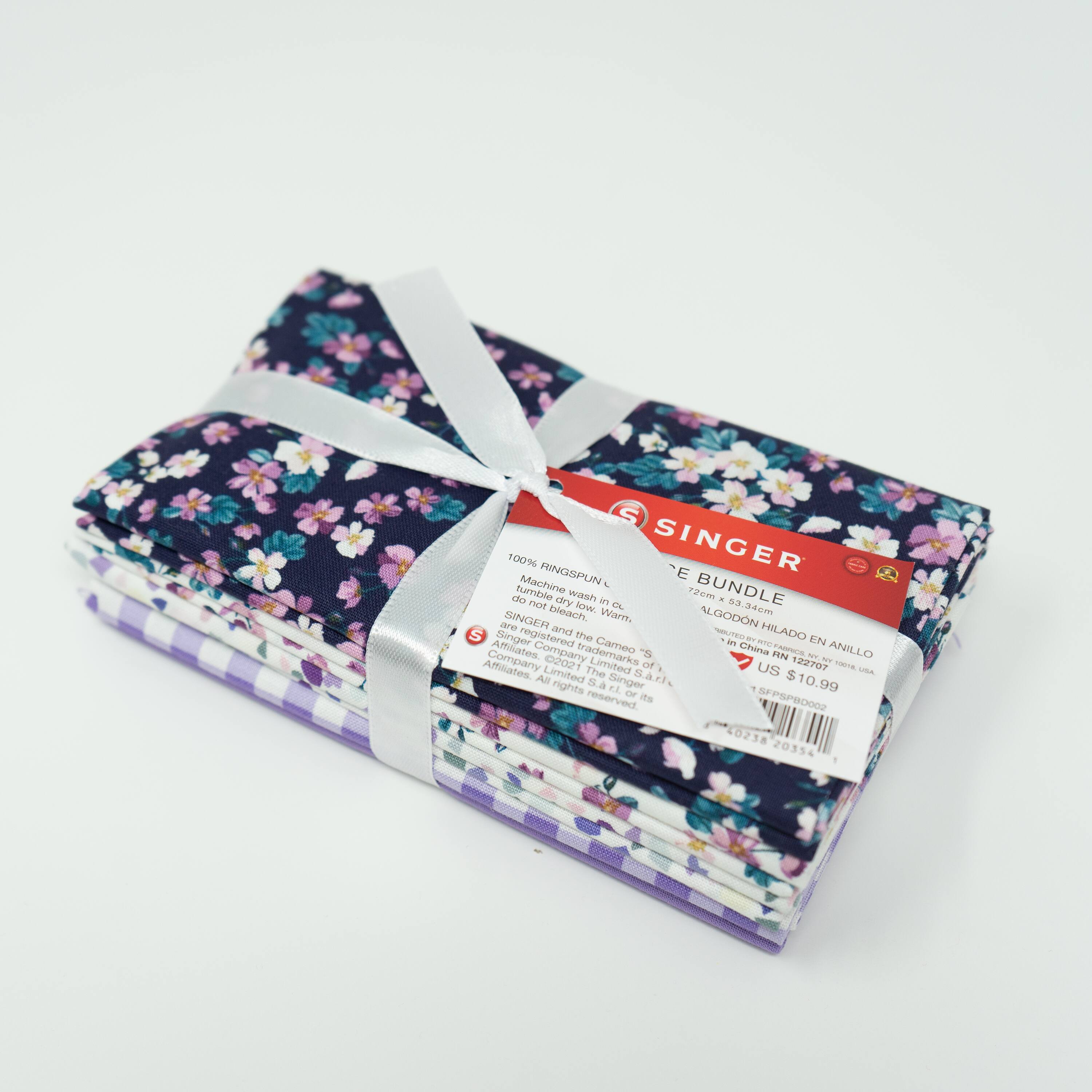 SINGER Violet Floral Cotton Fabric Bundle