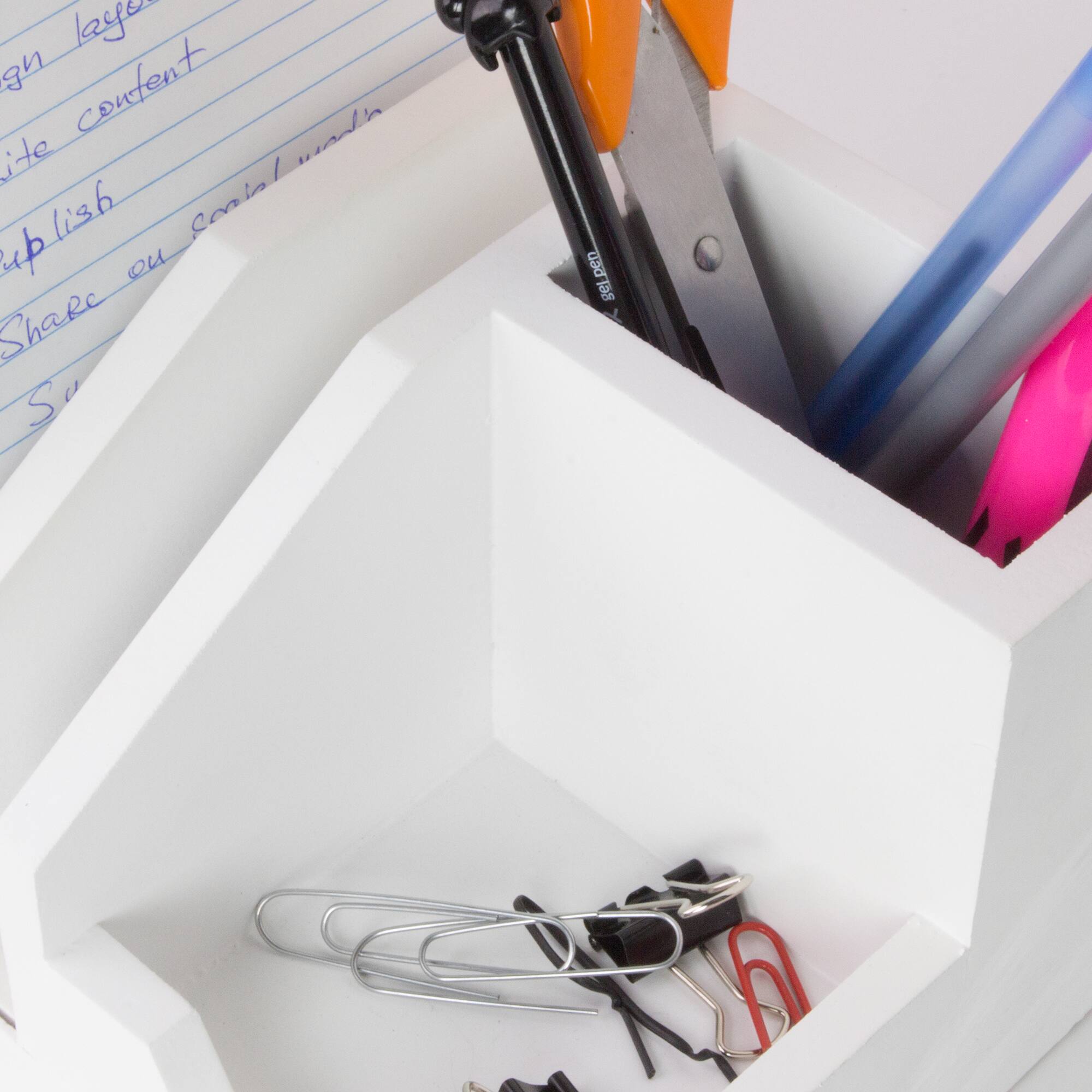 American Art D&#xE9;cor&#x2122; White All-in-One Desk File Organizer with USB Charger