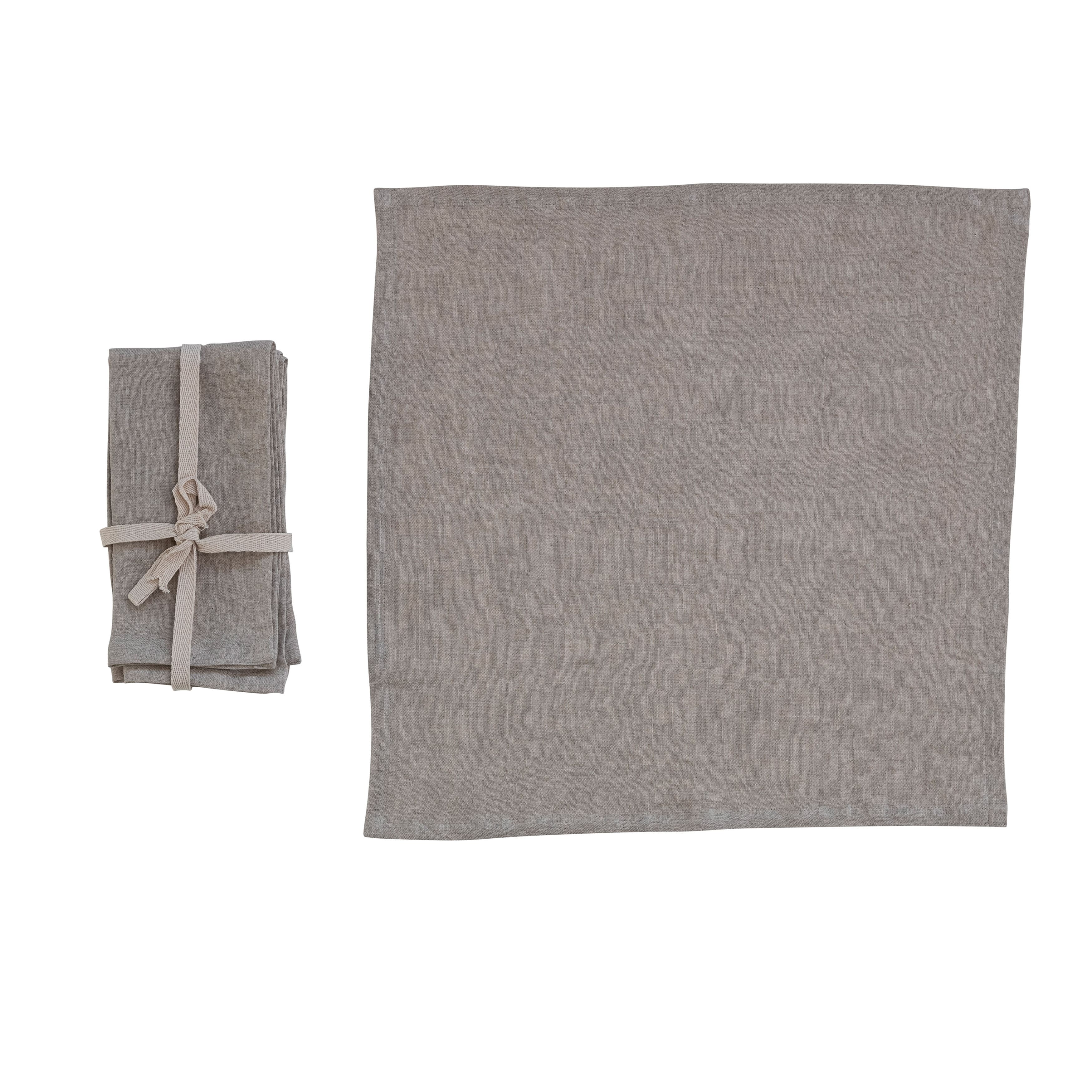 18&#x22; Square Stonewashed Linen Dinner Napkins, 4ct. 