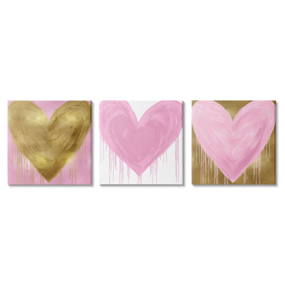 Stupell Industries Glam Paint Drip Hearts Design Wall Art Set