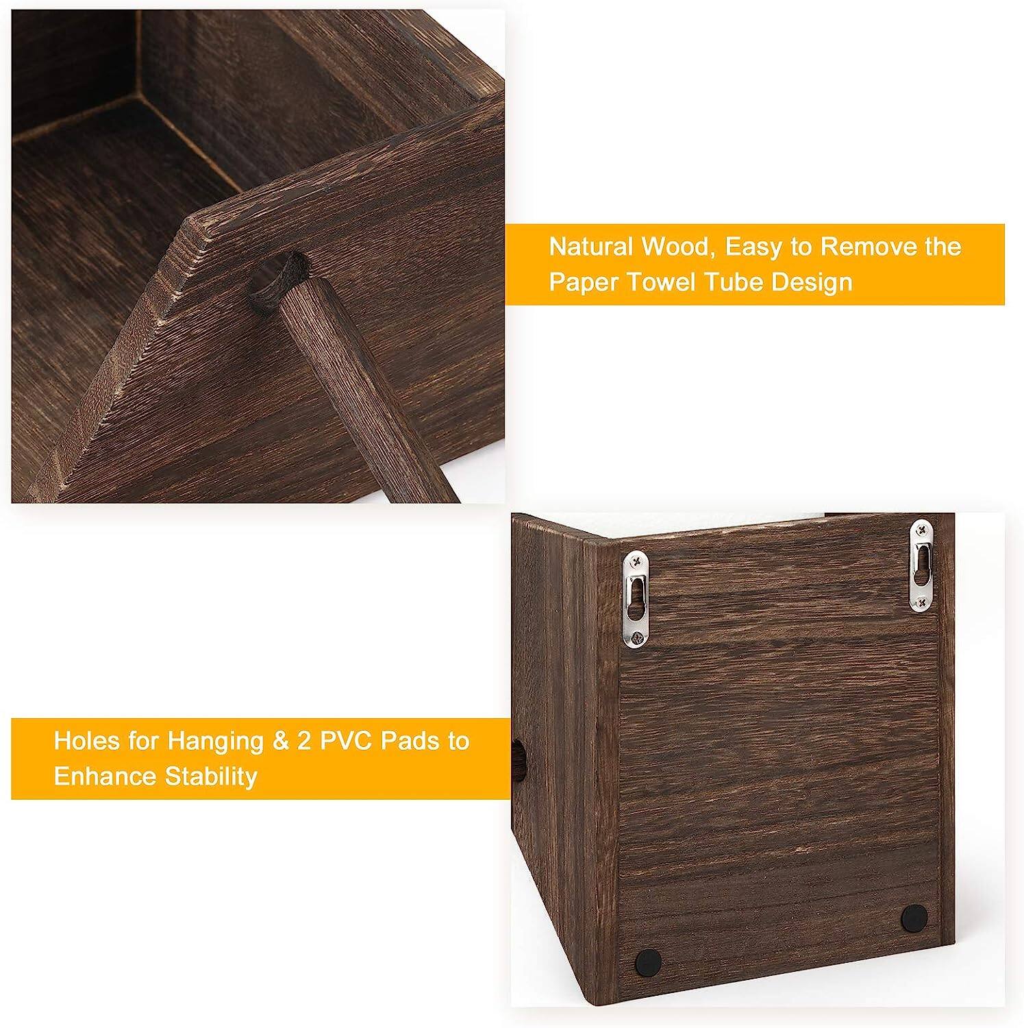 Rustic Brown Wood Toilet Paper Holder Wall Mount with Shelf