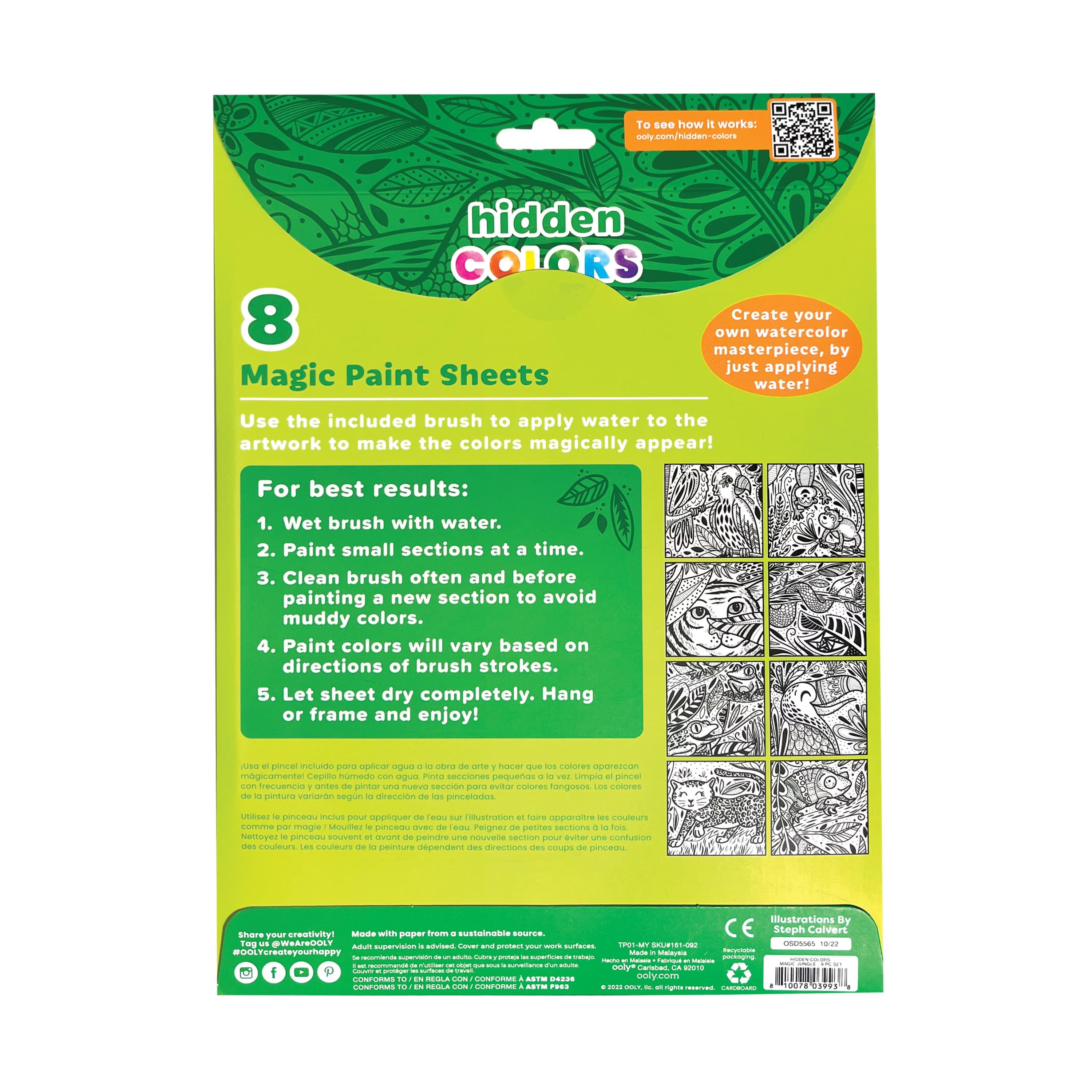 OOLY Hidden Colors Magic Jungle Magic Paint Sheets