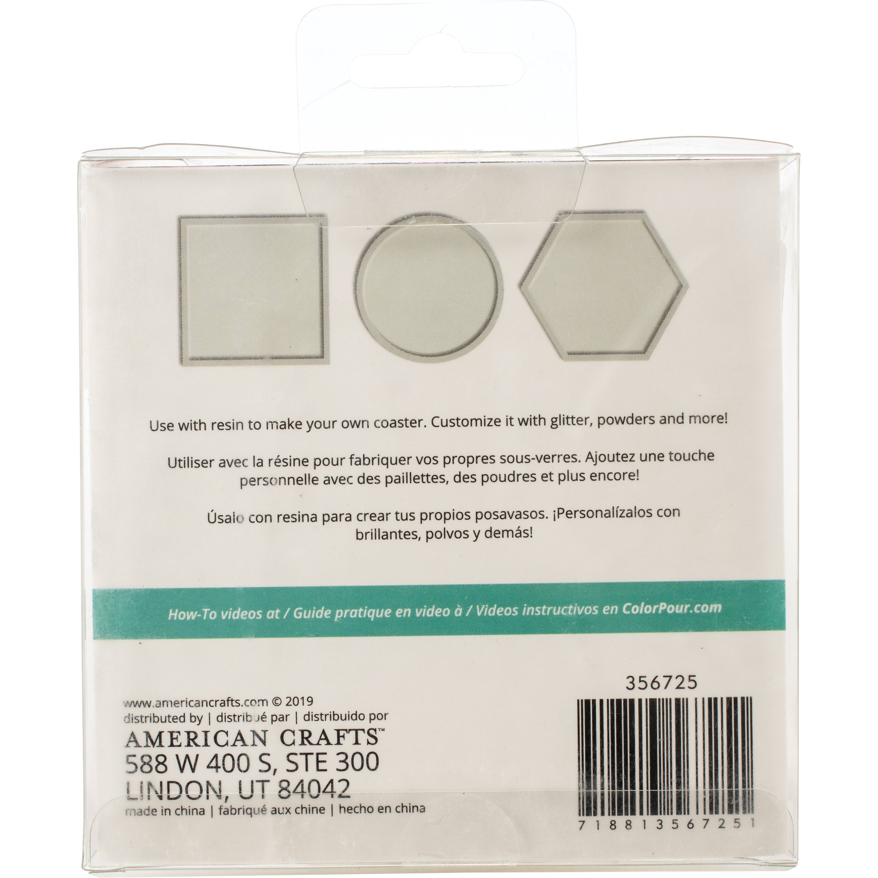 American Crafts™ Color Pour Resin Circle, Square & Hexagon Coaster Mold Set