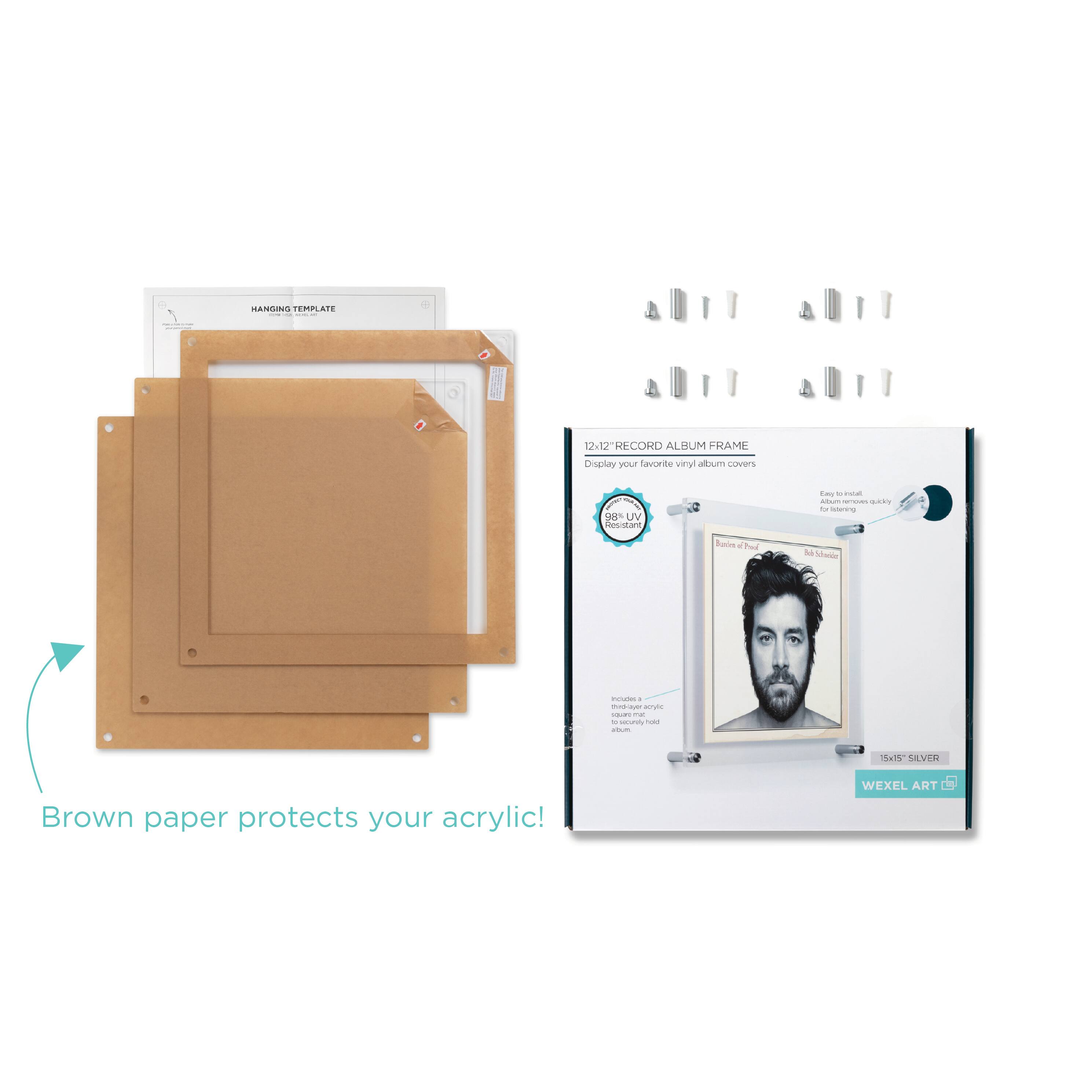 Wexel Art 12" x 12'' Acrylic Floating Frame for Album Covers with Silver Hardware