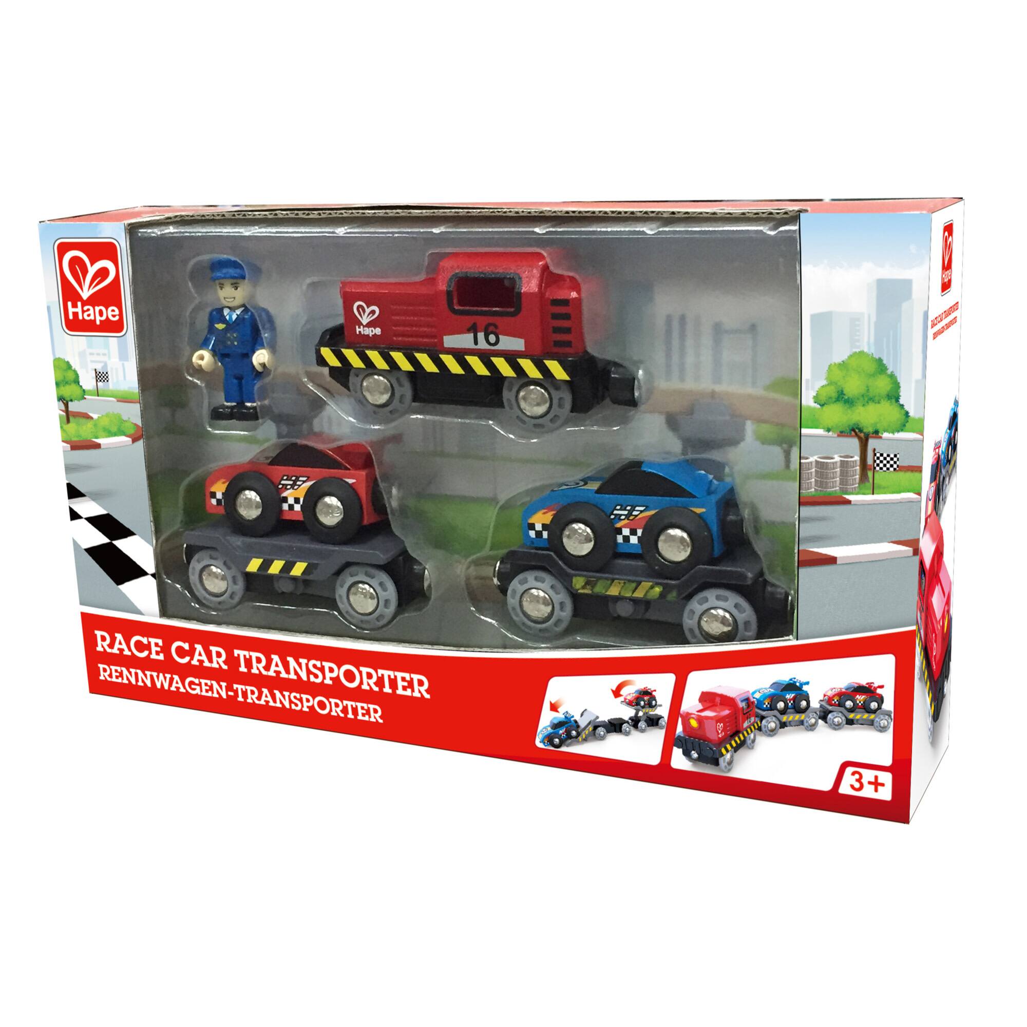 Hape Race Car Transporter Loading &#x26; Towing Playset