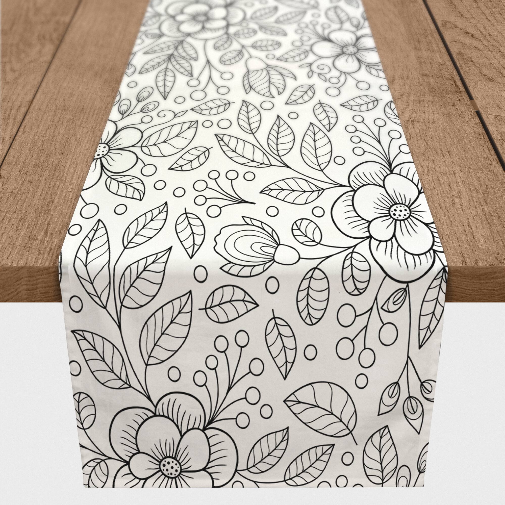 Flower Doodle Indoor/Outdoor Table Runner