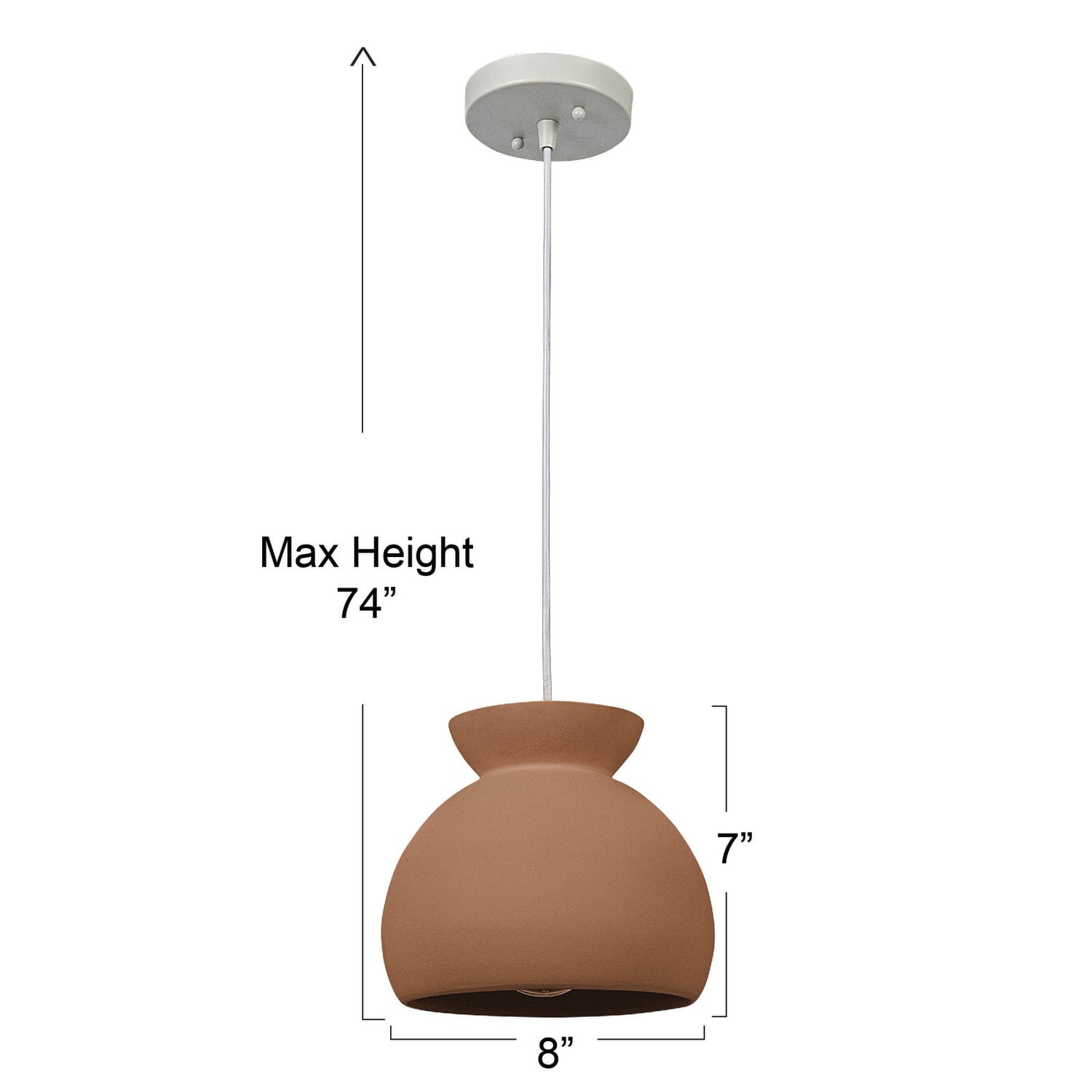 Hello Honey&#xAE; Sienna Matte Terra Cotta Boho Ceramic Ceiling Light with White Fabric Cord