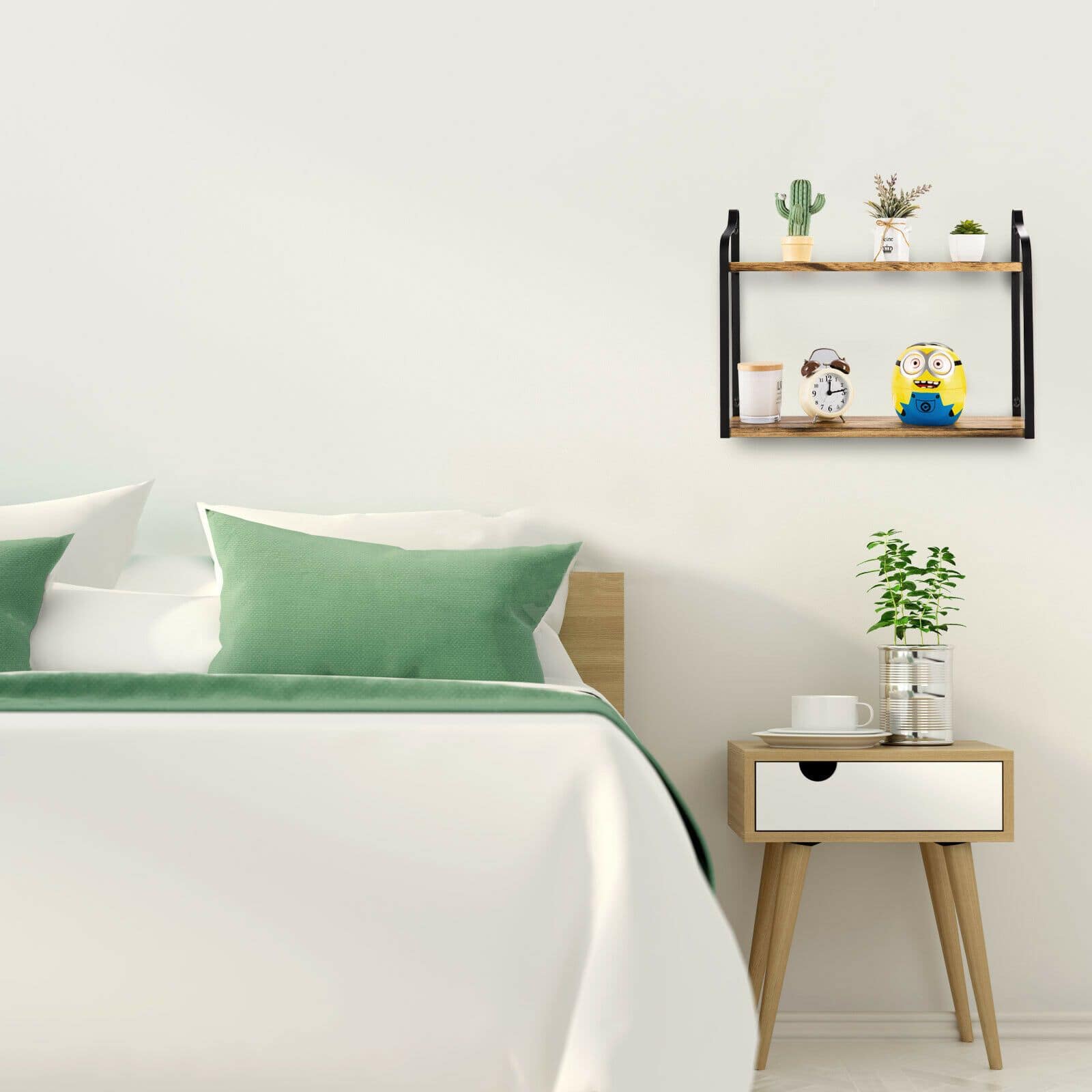 NEX™ 2-Tier Floating Wall-Mounted Rustic Wood Storage Shelf