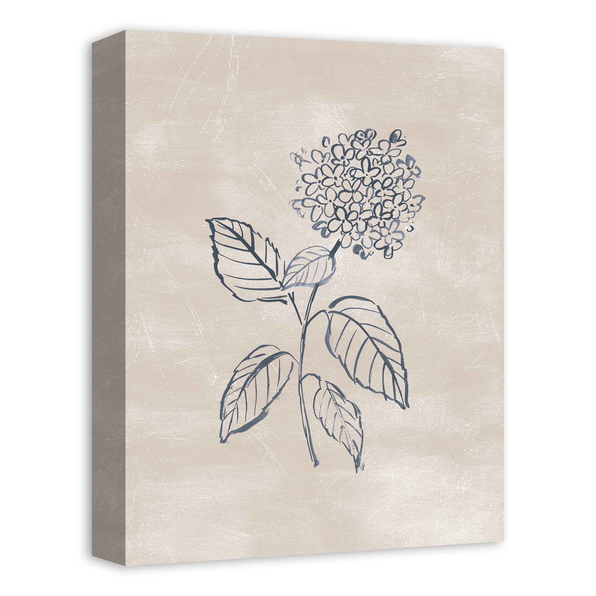 Blye Hydrangea Drawing 12&#x22; x 16&#x22; Canvas Wall Art