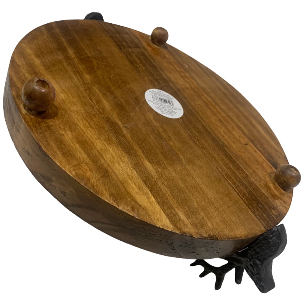 15&#x22; Round Wood Tray with Reindeer Handles by Ashland&#xAE;