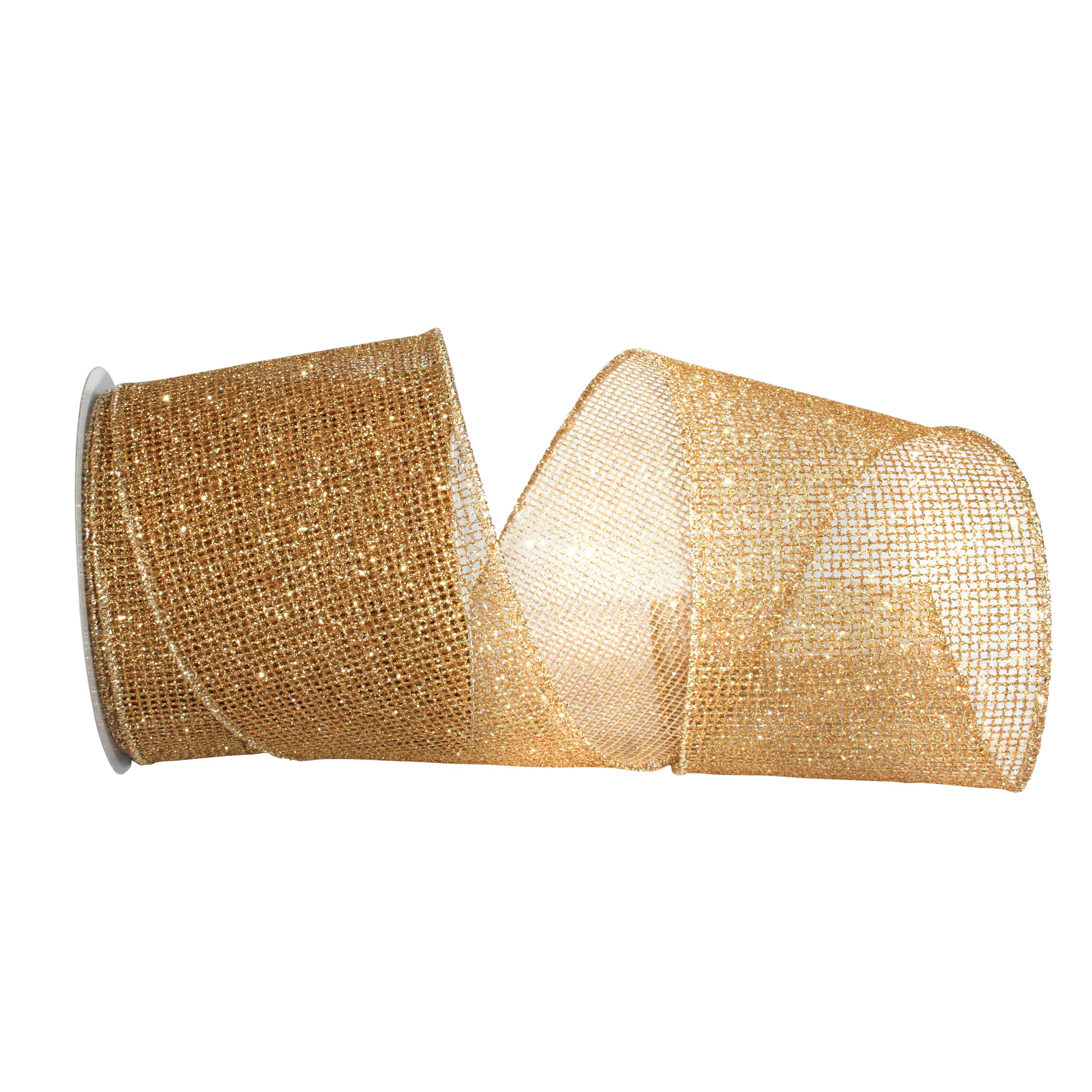 Reliant 4" x 10yd. Glitter Web Mesh Wired Metallic Ribbon