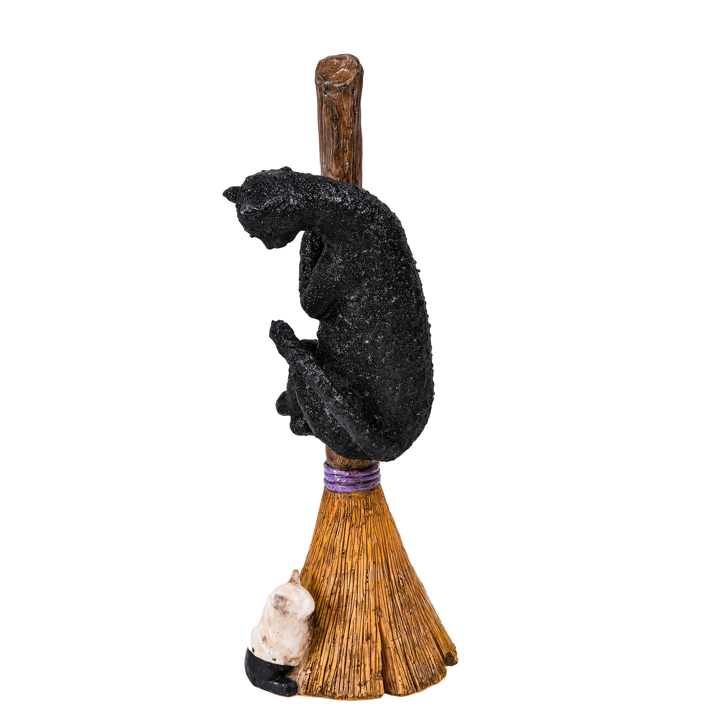 13&#x27;&#x27; Black Cat Climbing Broom Halloween D&#xE9;cor