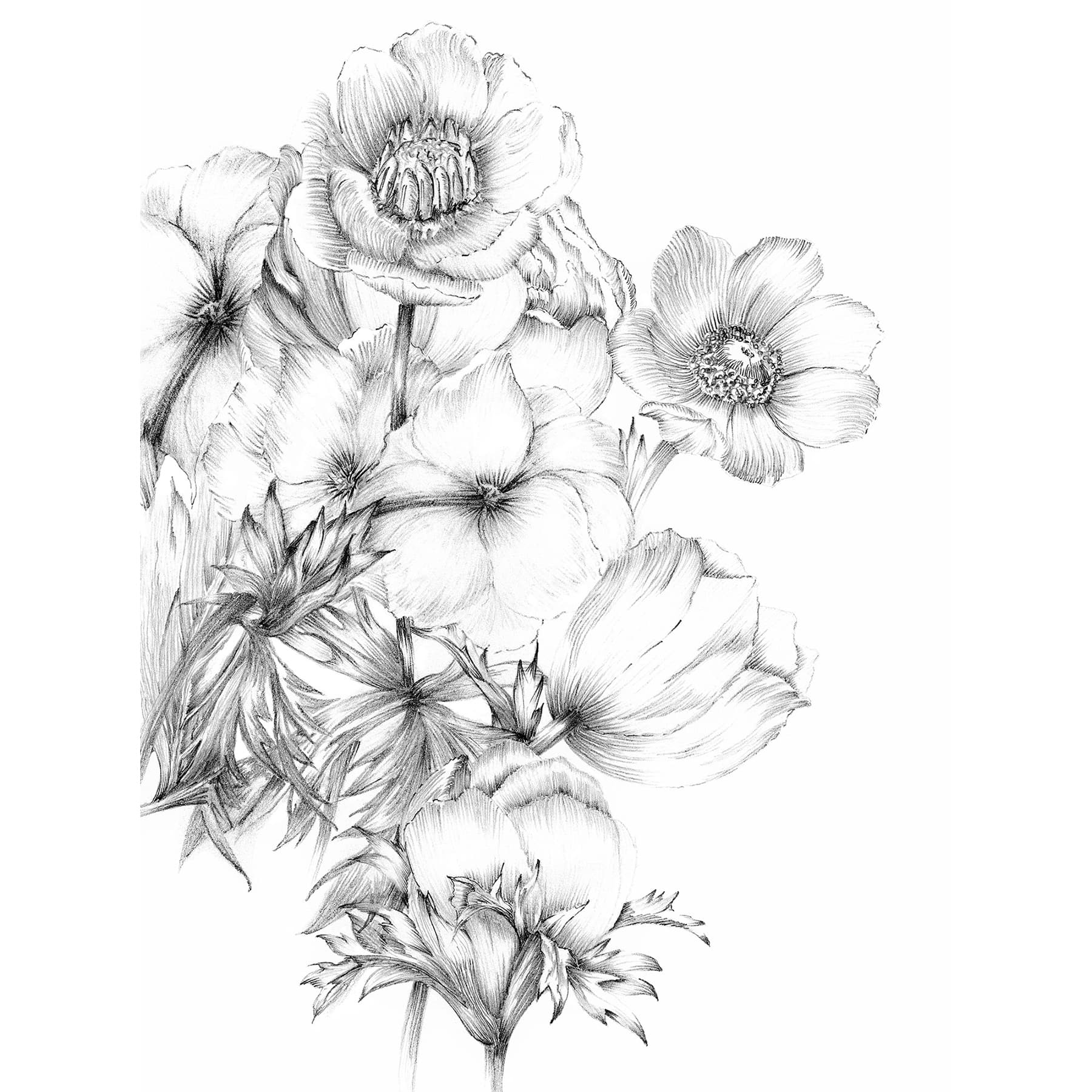 Komar Embroidered Flowers Wall Mural