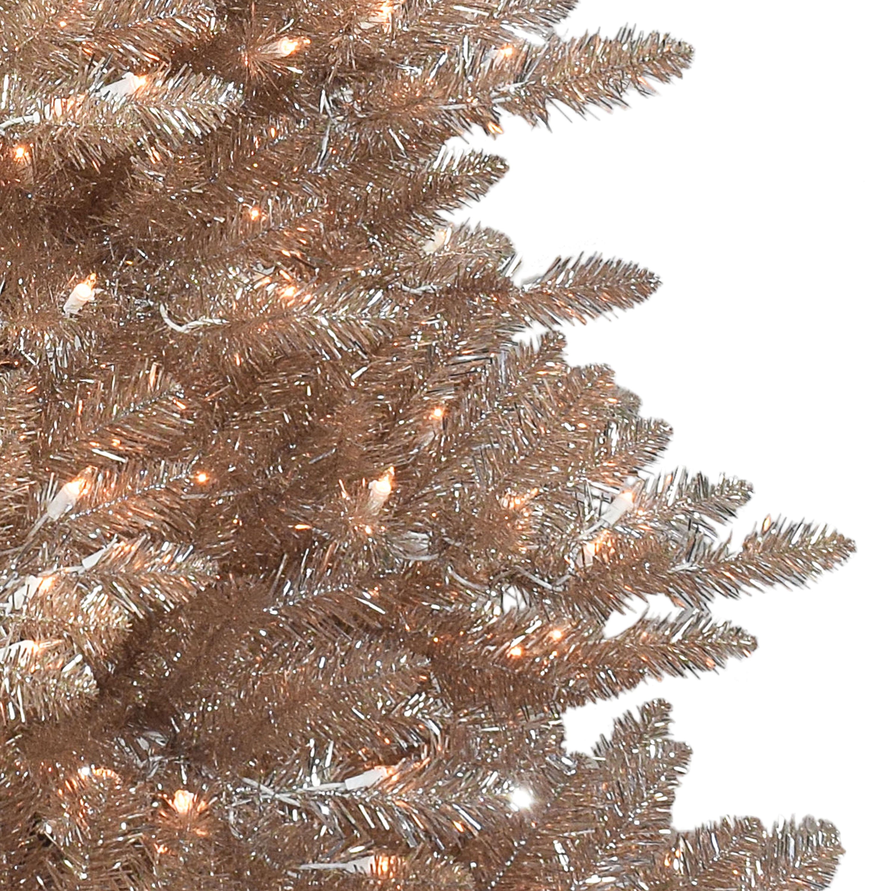 6.5ft. Pre-Lit Rose Gold Spruce Artificial Christmas Tree, Clear Lights