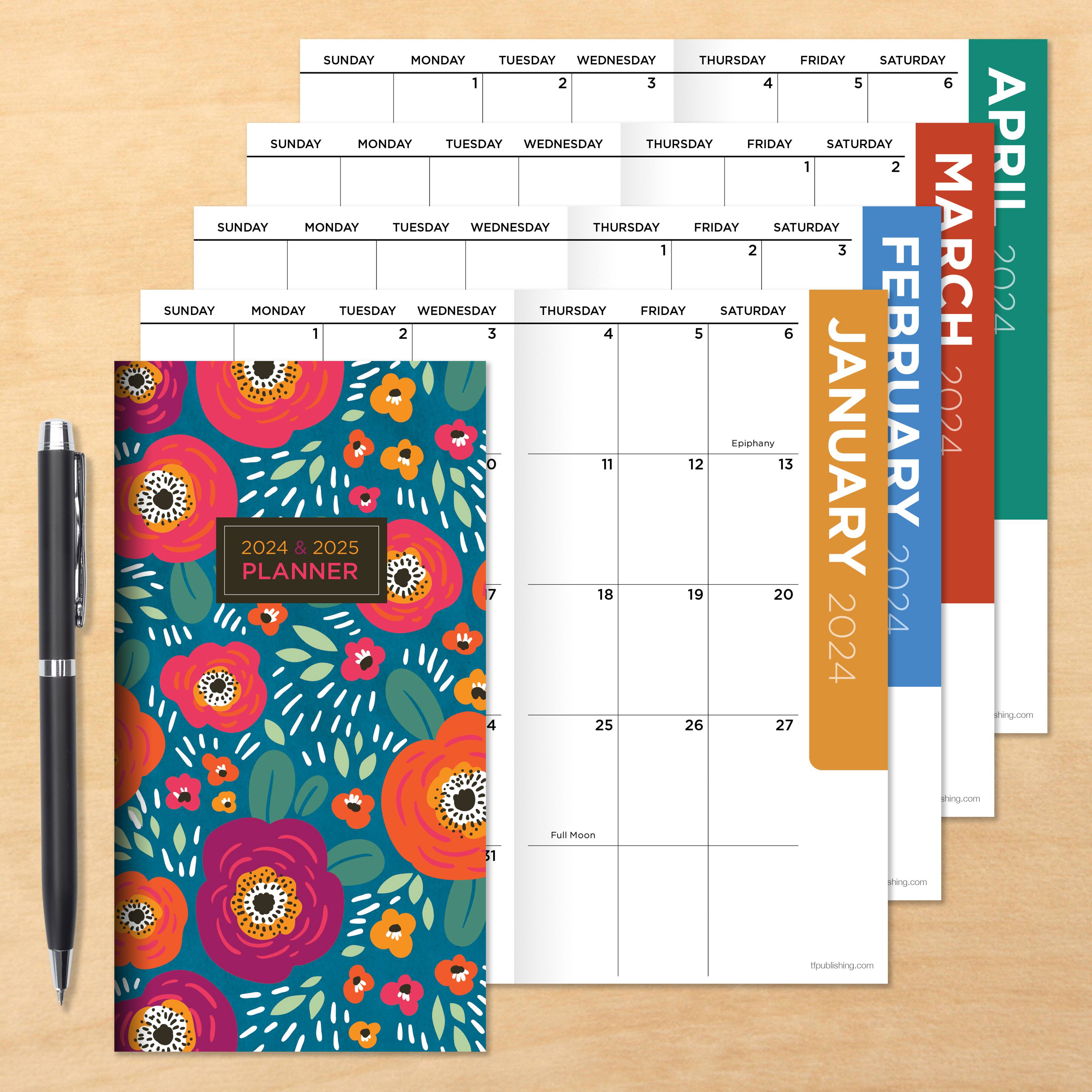 2024-2025 Bright Blooms Monthly Pocket Planner