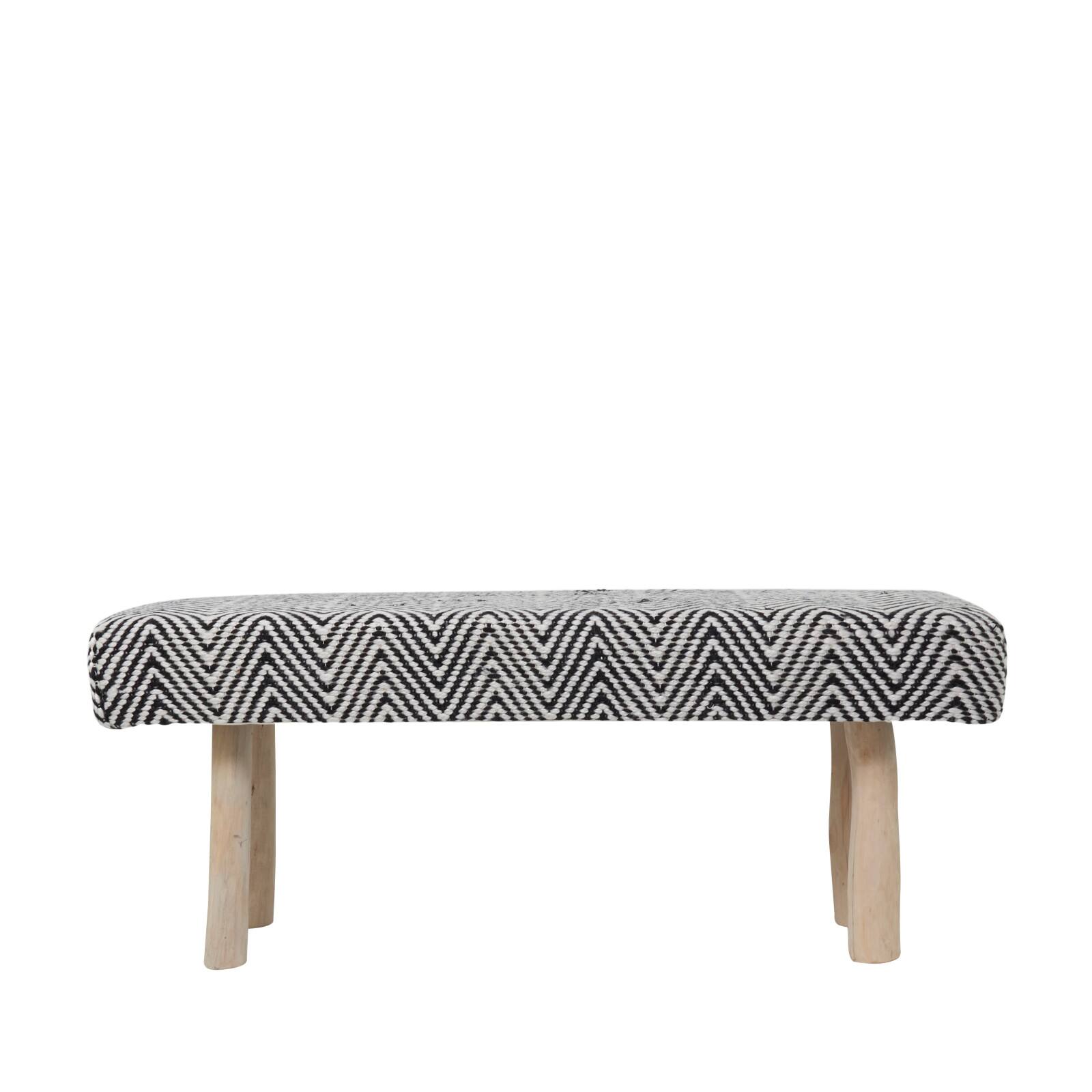48&#x22; Black Wood Chevron Bench with Wood Legs