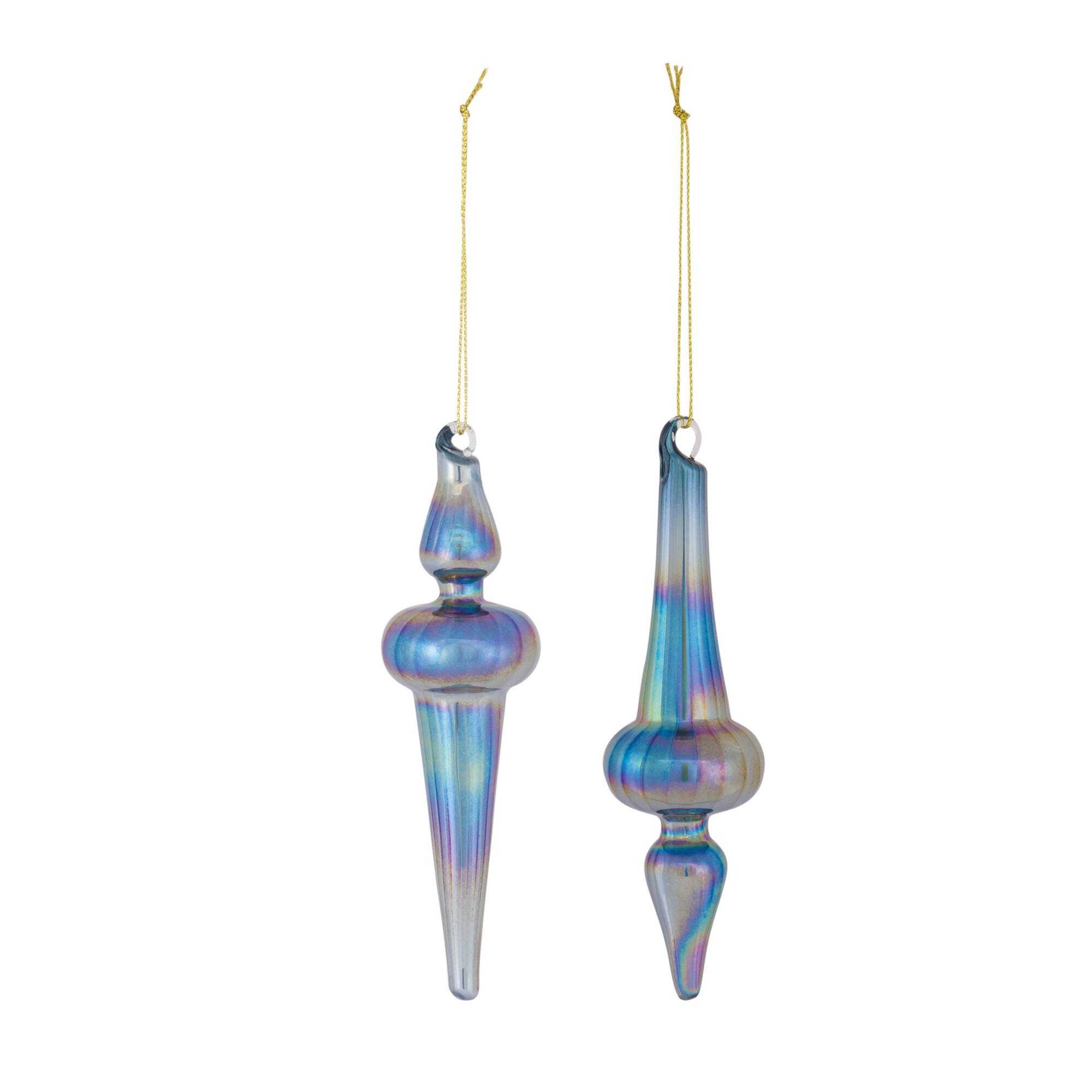 12ct. 6&#x22; Iridescent Glass Finial Drop Ornaments