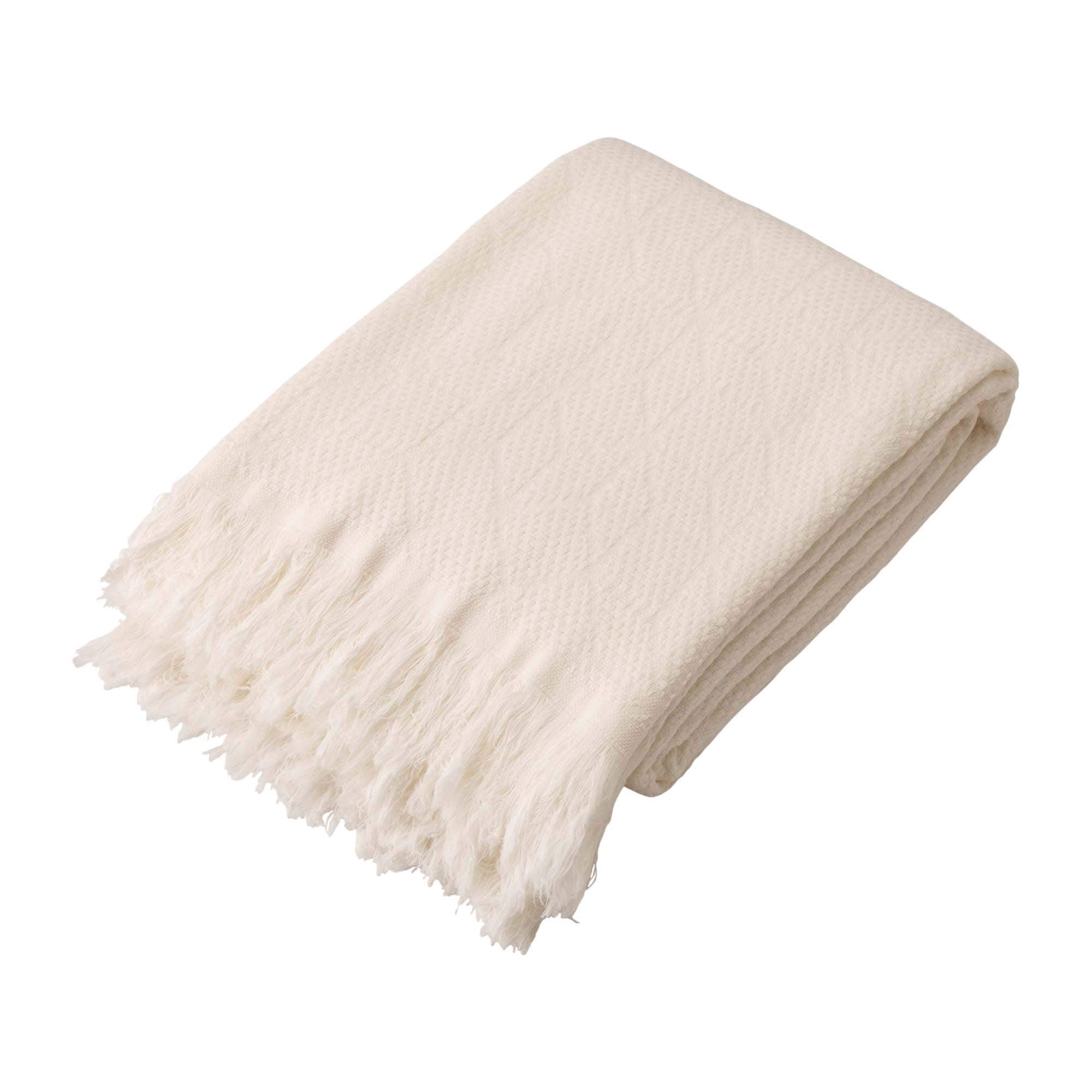 Glitzhome&#xAE; White Geometry Cotton Woven Throw