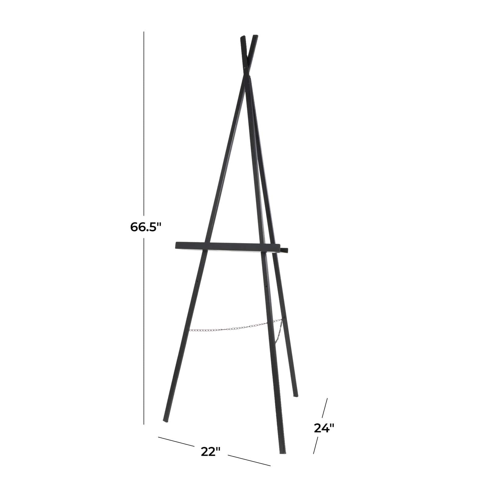 66.5&#x22; Black Metal Adjustable Minimalistic Floor Easel