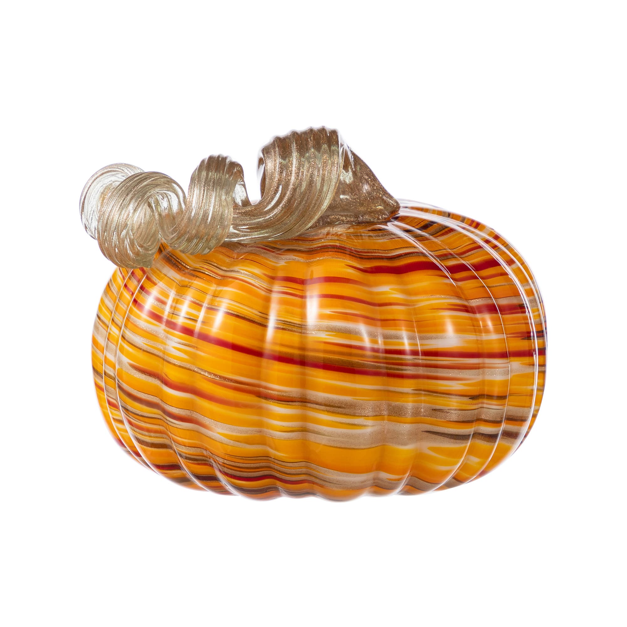 Glitzhome® Fall Multi Stripes Glass Pumpkin