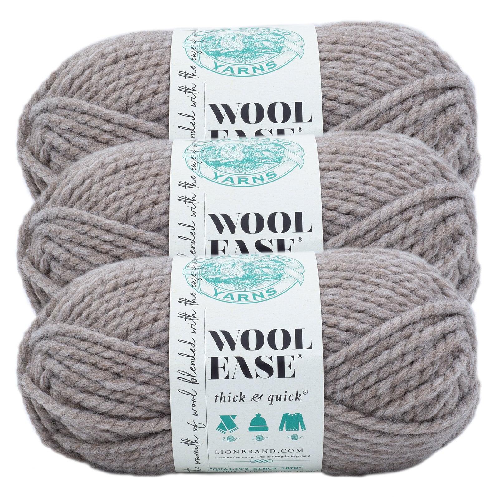 3 Pack Lion Brand® Wool-Ease® Thick & Quick® Prints & Stripes Yarn