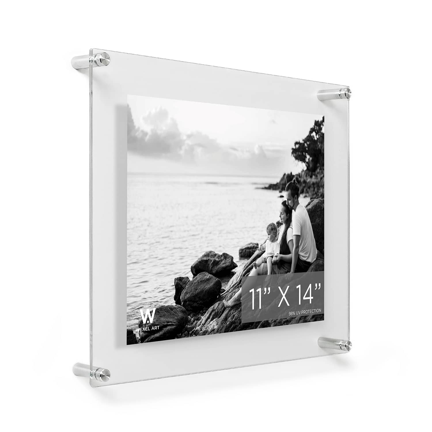 Wexel Art Double Panel Clear Acrylic Floating Wall Frame with Silver Hardware