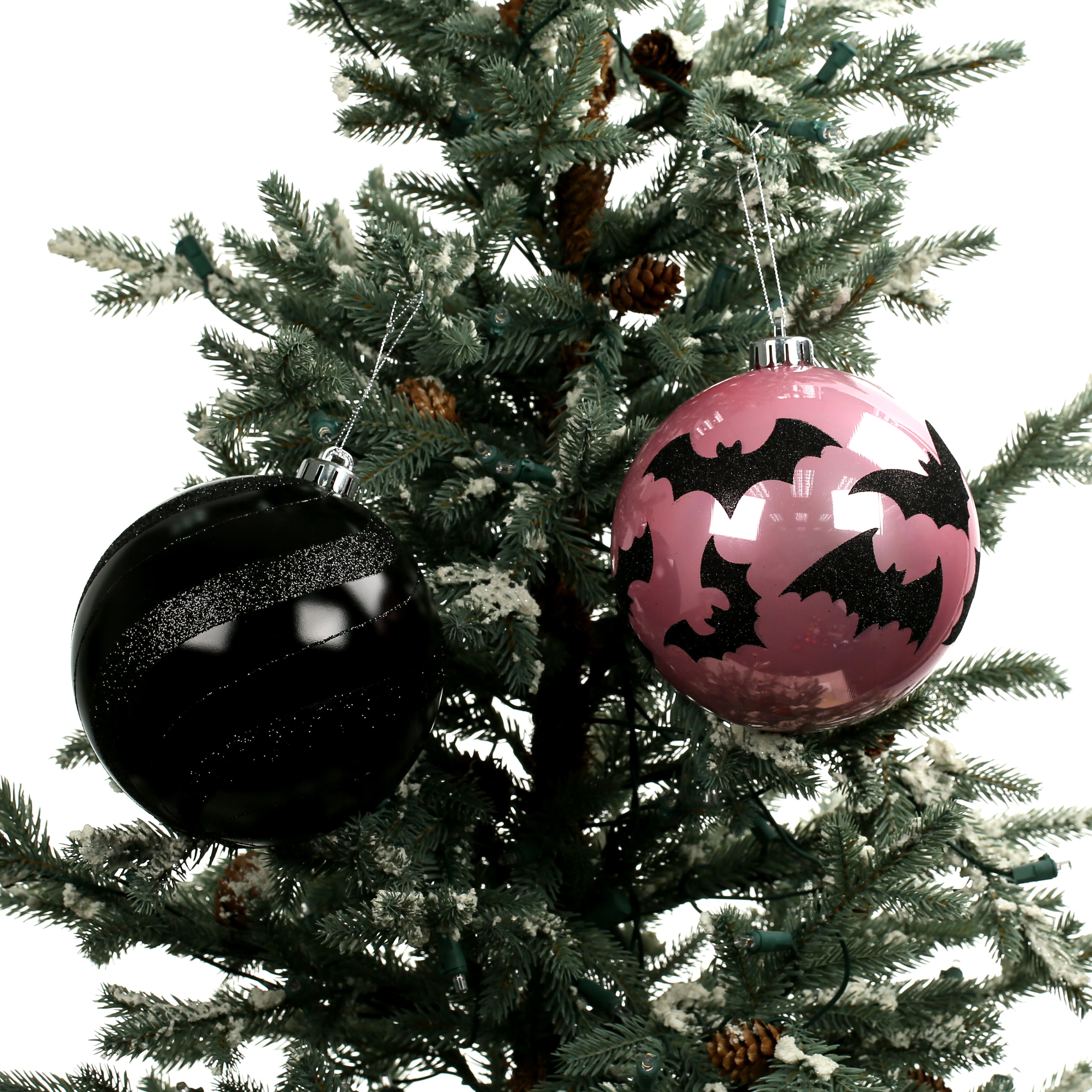 6&#x22; Black &#x26; Pink Plastic Ball Ornament Set by Ashland&#xAE;