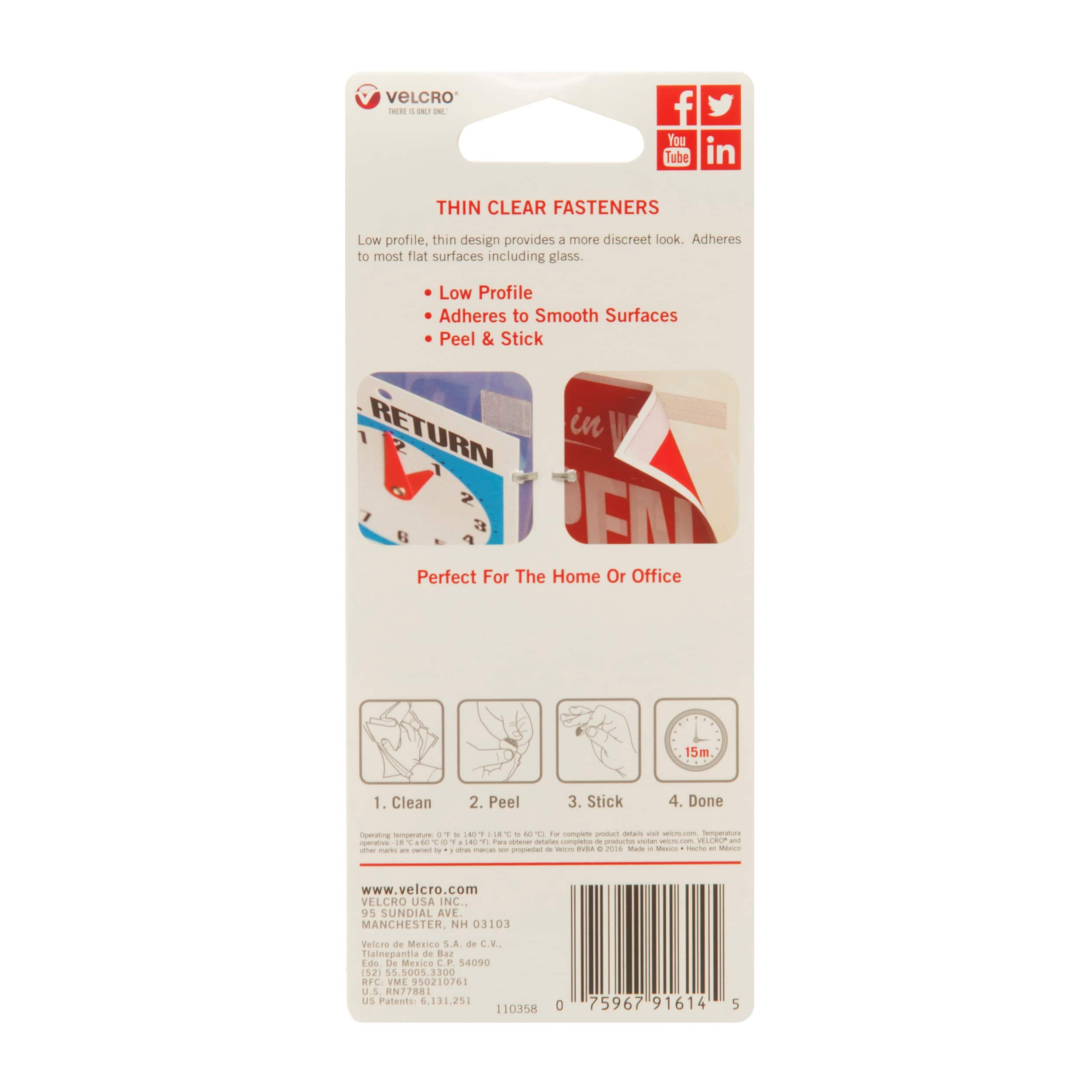 12 Packs: 56 ct. (672 total) VELCRO&#xAE; Brand Thin Clear Fasteners