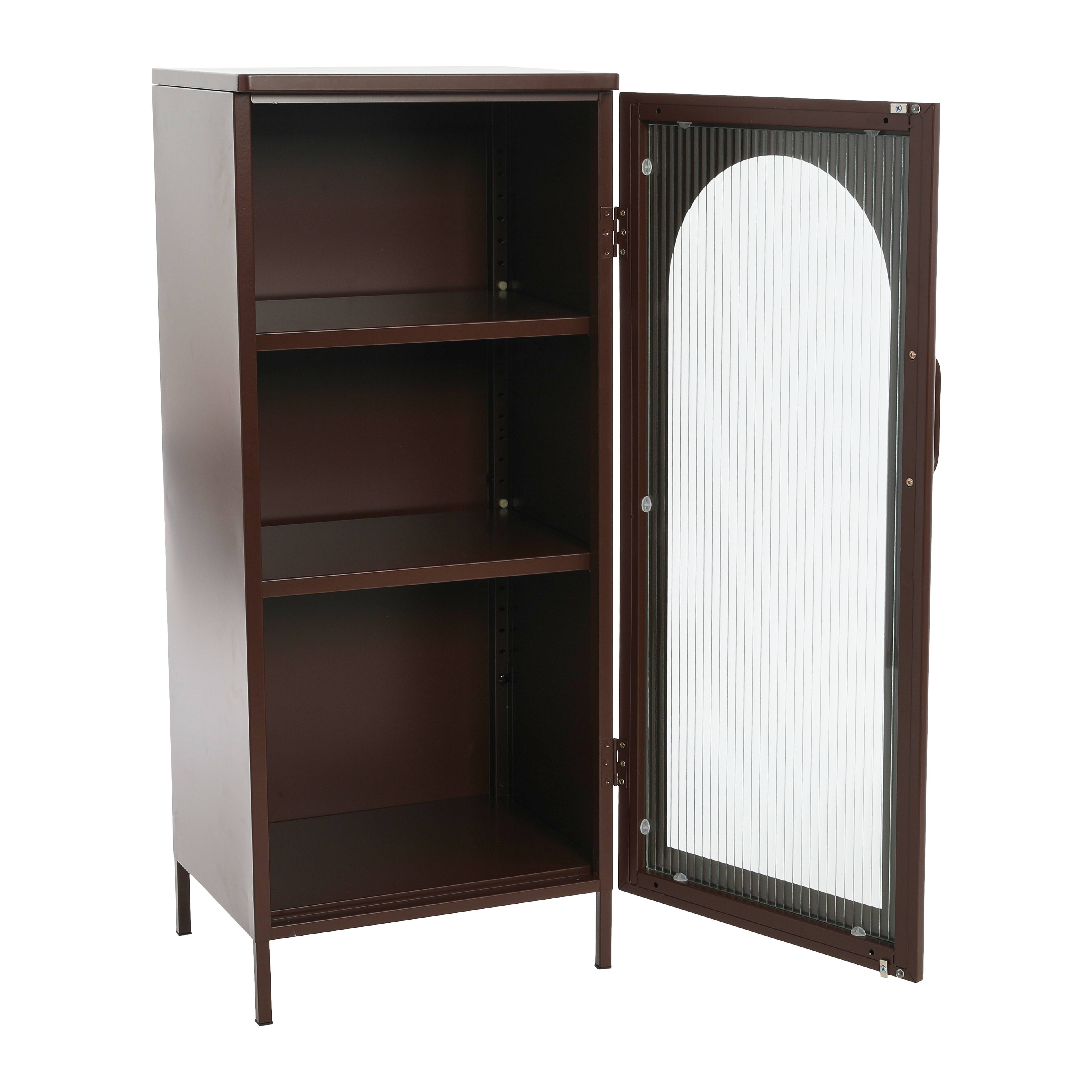 Hello Honey&#xAE; 40&#x22; Solstice Narrow Metal Accent Cabinet with Adjustable Storage Shelves and Arched Glass Door