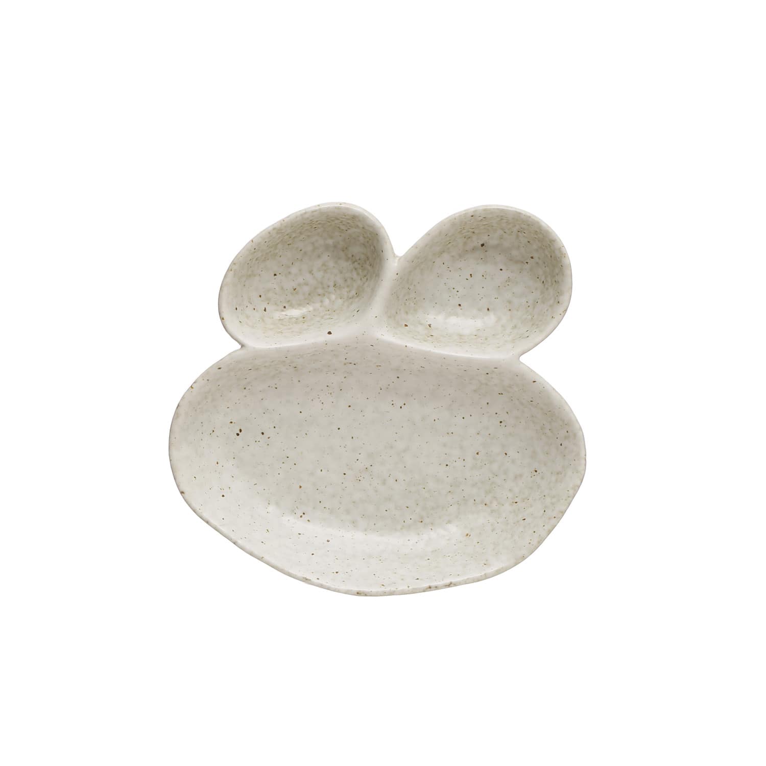 Hello Honey® 5.75" Cream Reactive Glaze 3 Section Stoneware Dish