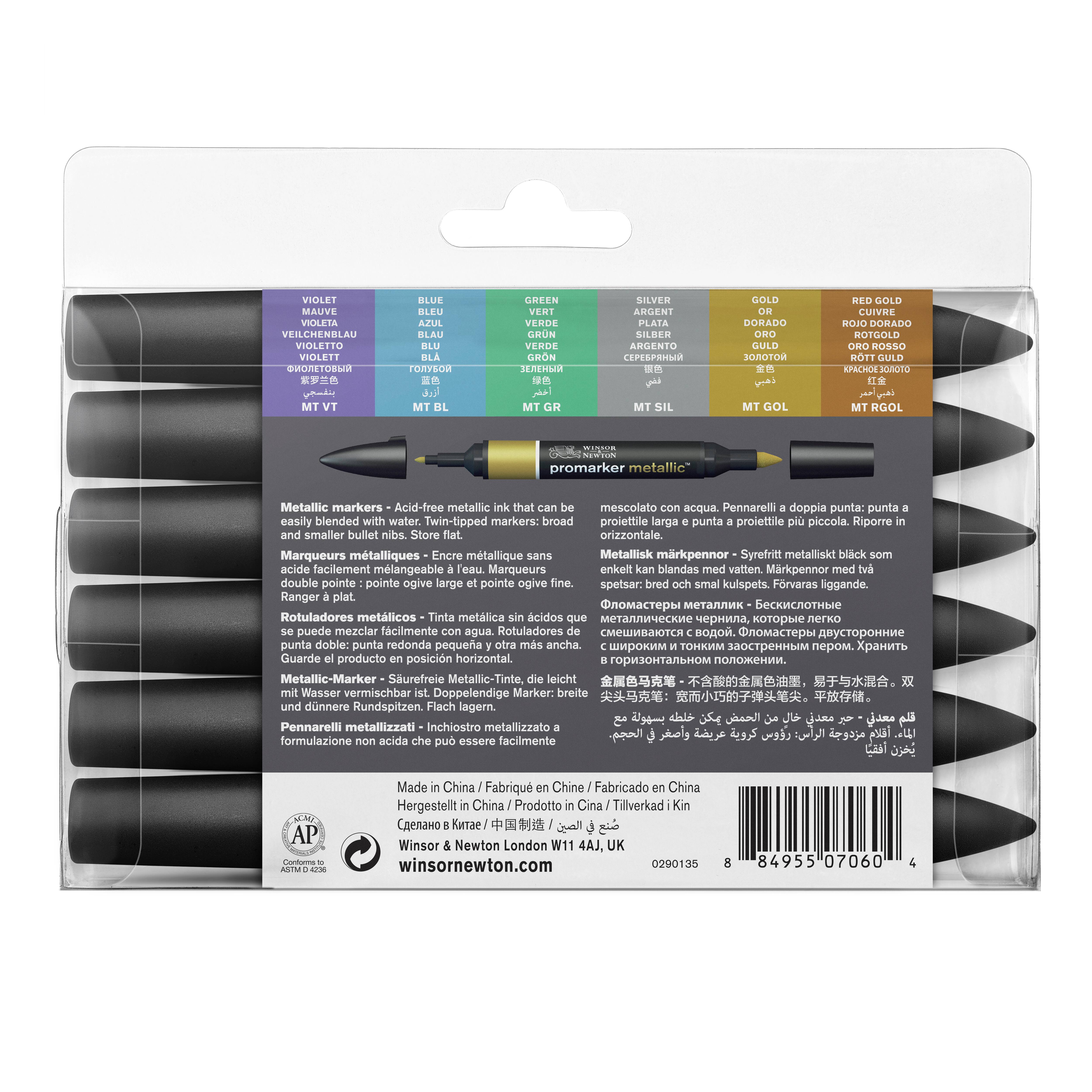 Winsor & Newton™ ProMarker Metallic™ Marker Set
