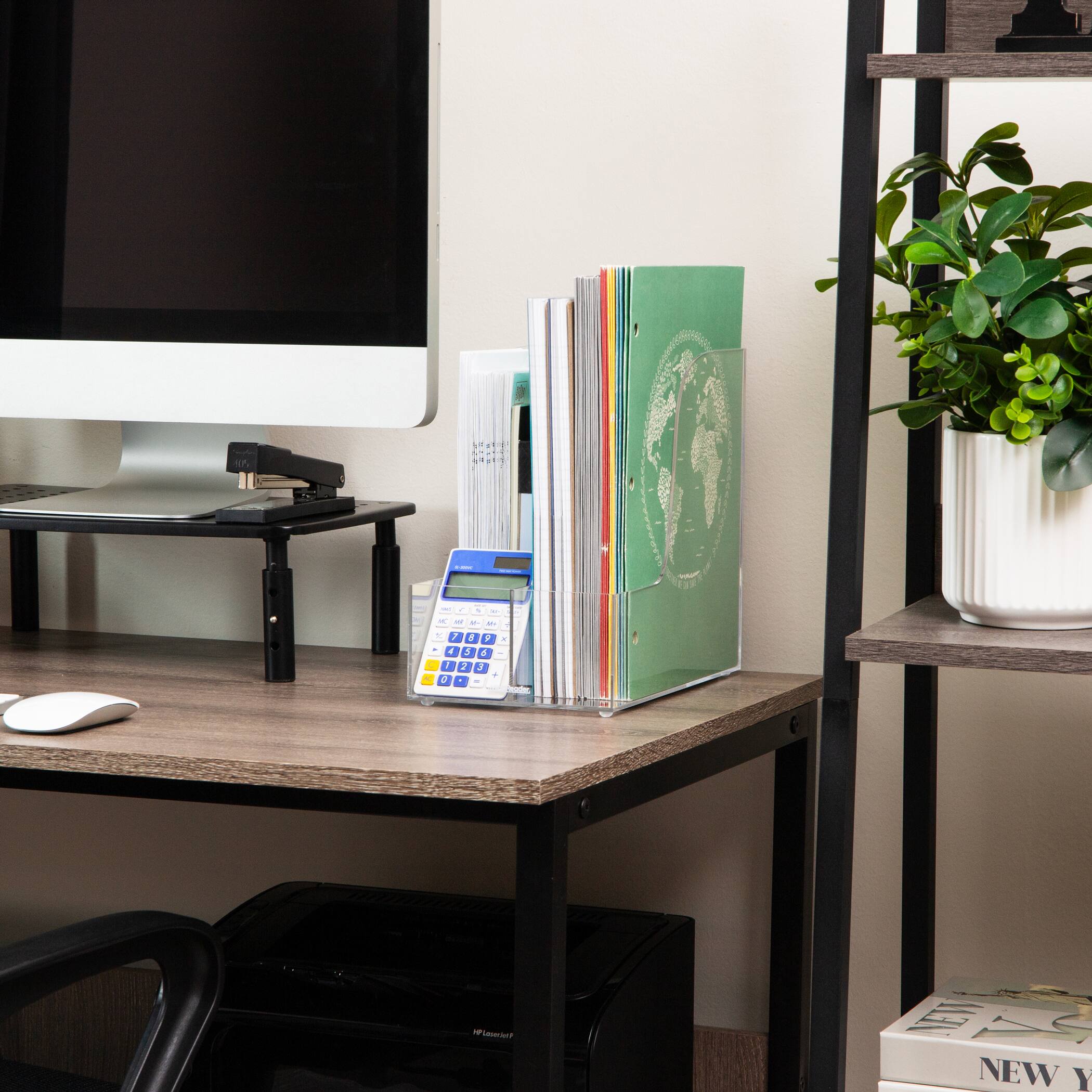 Mind Reader Vertical File Storage, Desktop Organizer, Magazine Holder, Office, Acrylic, Clear