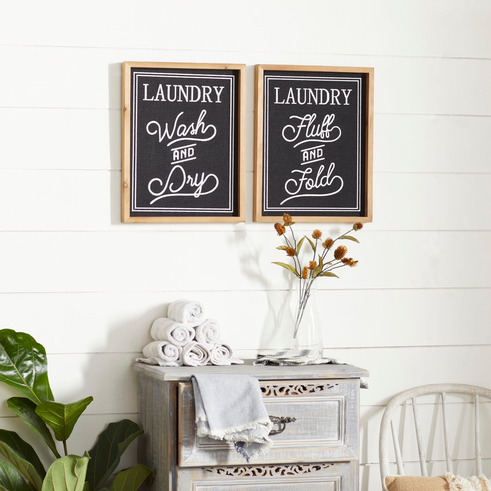 Set of 2 Black Wood Farmhouse Sign Wall Decor, 12.5" x 16"
