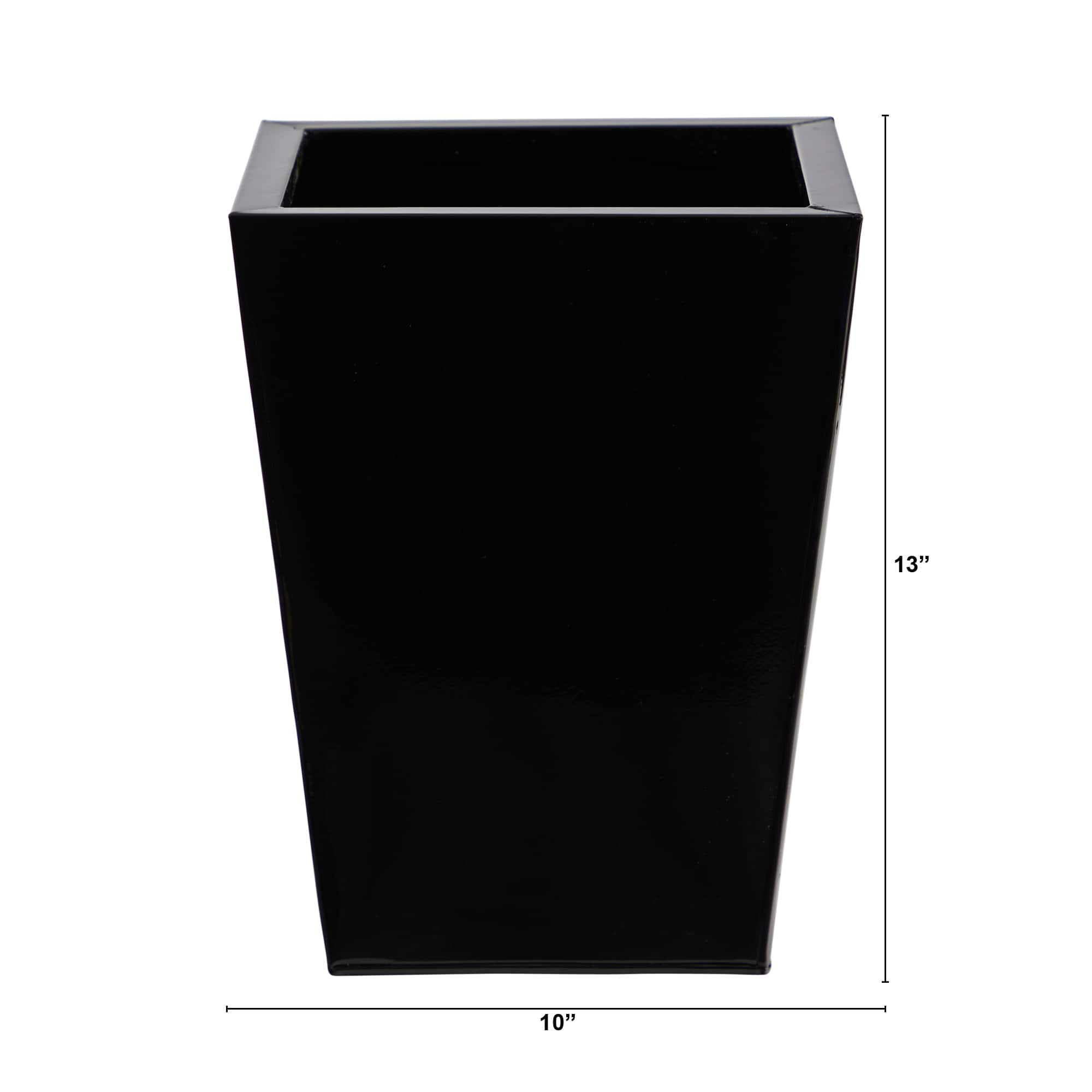 13&#x22; Black Classic Square Metal Planter