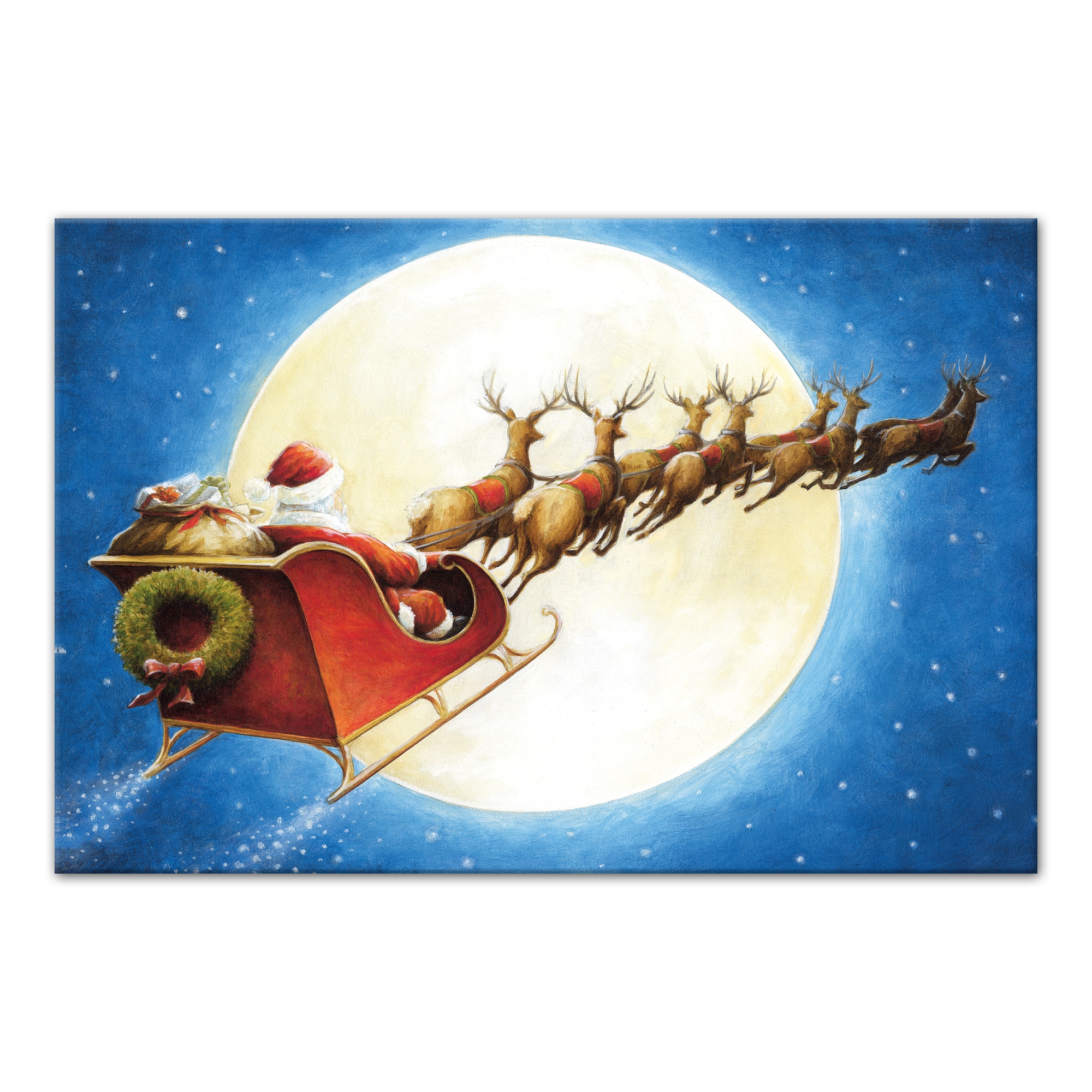 Santa Sleigh Moon Canvas Wall Art