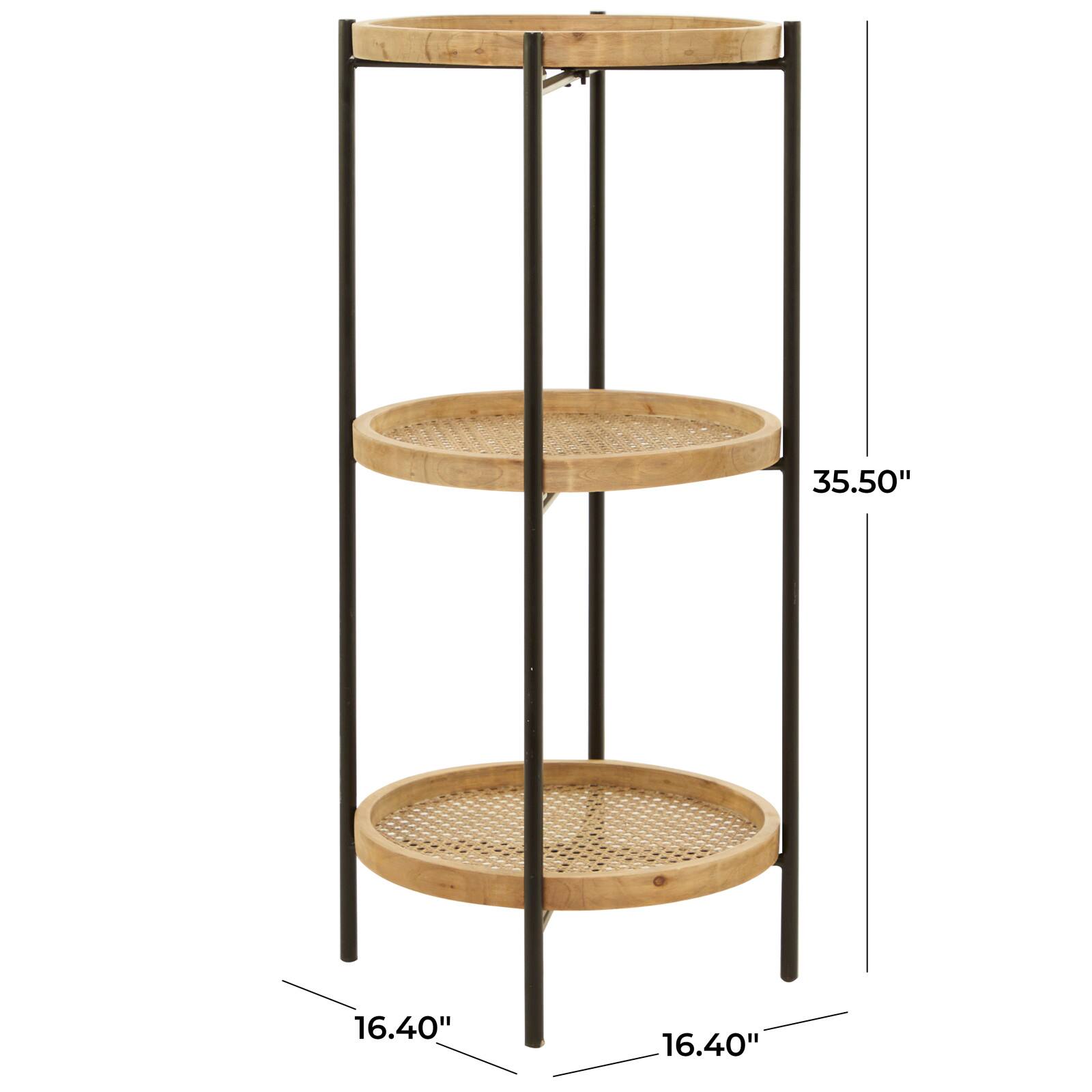 Brown Metal 3 Shelves Shelving Unit 16" x 16" x 34"