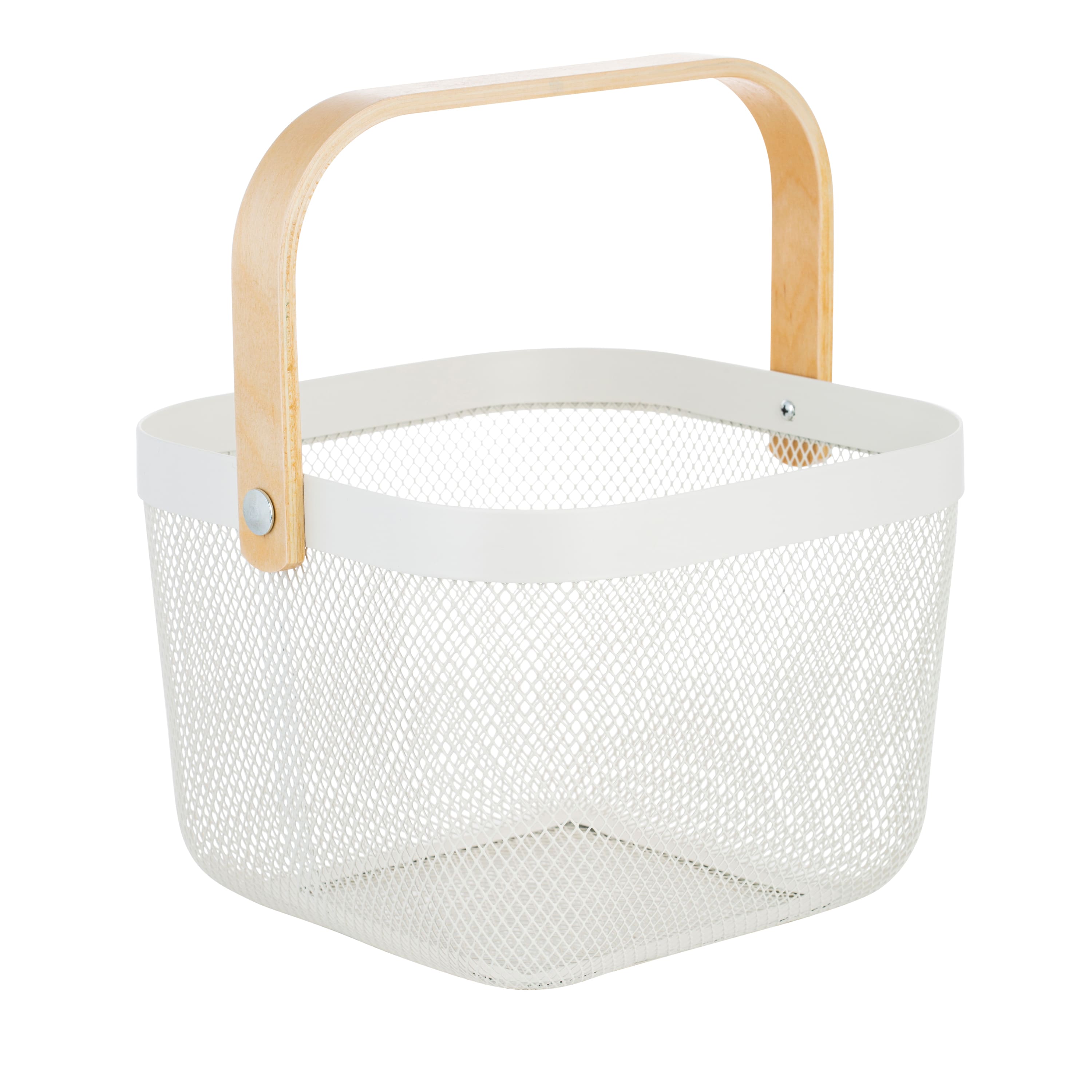 Simplify White Mesh Tote with Bamboo Handle
