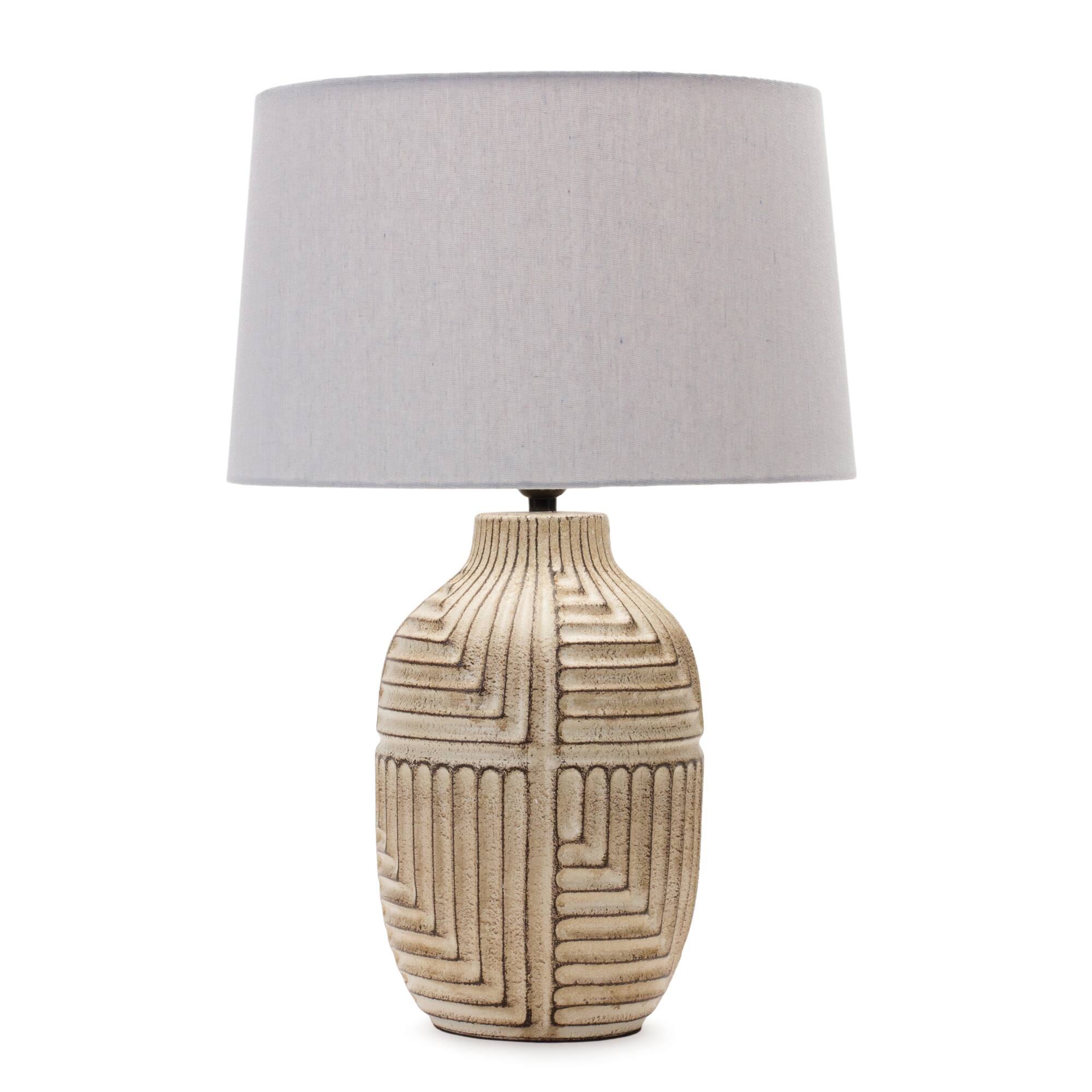 24&#x22; Ceramic &#x26; Linen Table Lamp